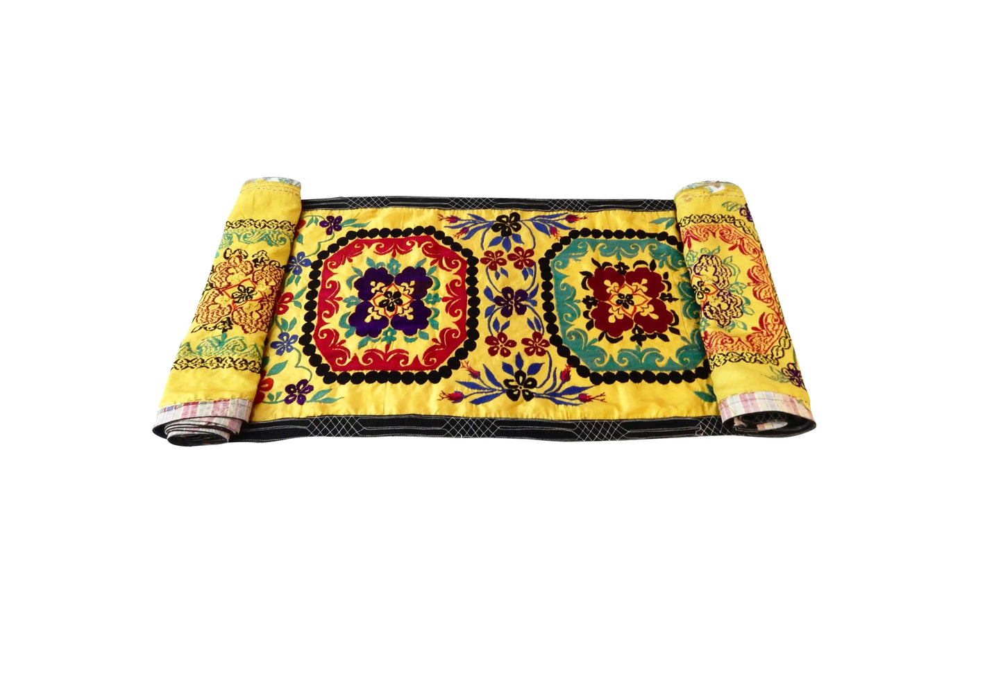 #7319 Vintage Long Uzbek Suzani Embroidered Fabric Runner/Wall Hanging 168" W