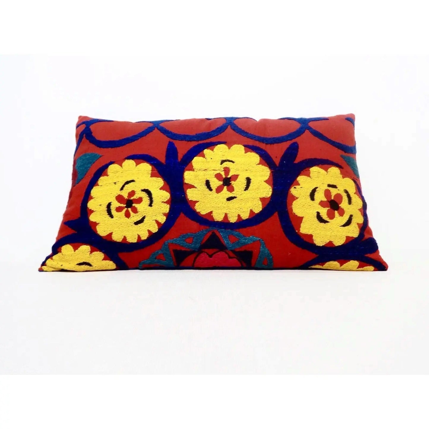 #6425 Stunning Old Uzbeck Suzani Lg Lumbar Pillow
