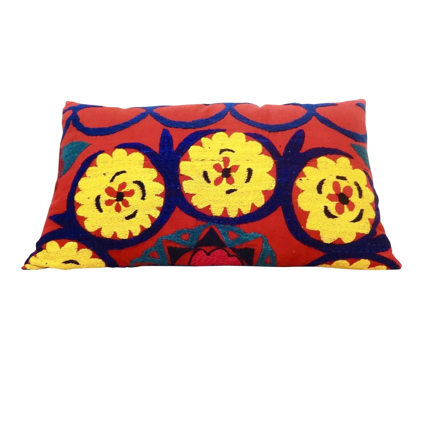 #6425 Stunning Old Uzbeck Suzani Lg Lumbar Pillow