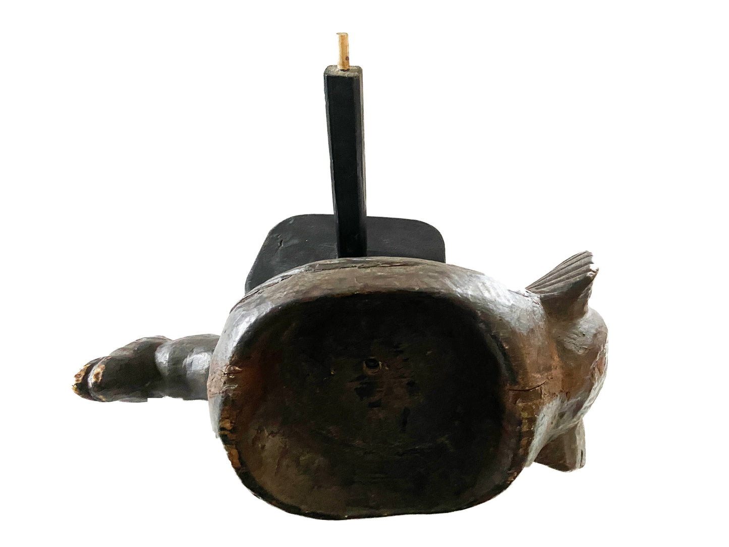 #2247 Rare African Old Ceremonial Bobo BIRD Mask Helmet Burkina Faso 16" H w/ stand