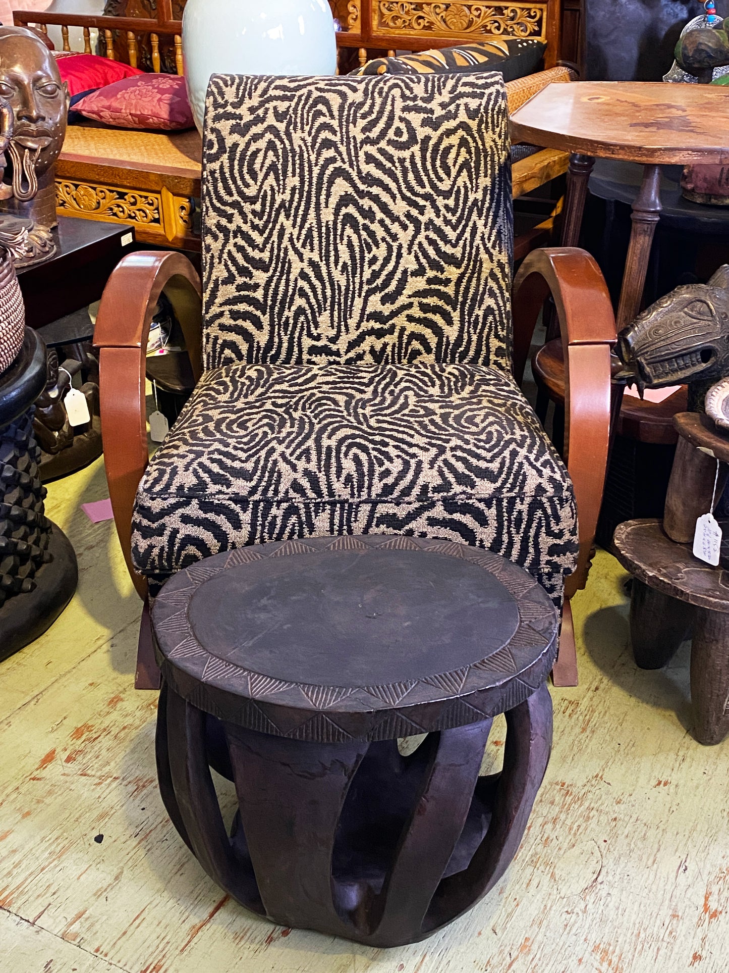 #3747 African Baga LG Stool /Table Guinea-Bissau 14" H by 17.25"W
