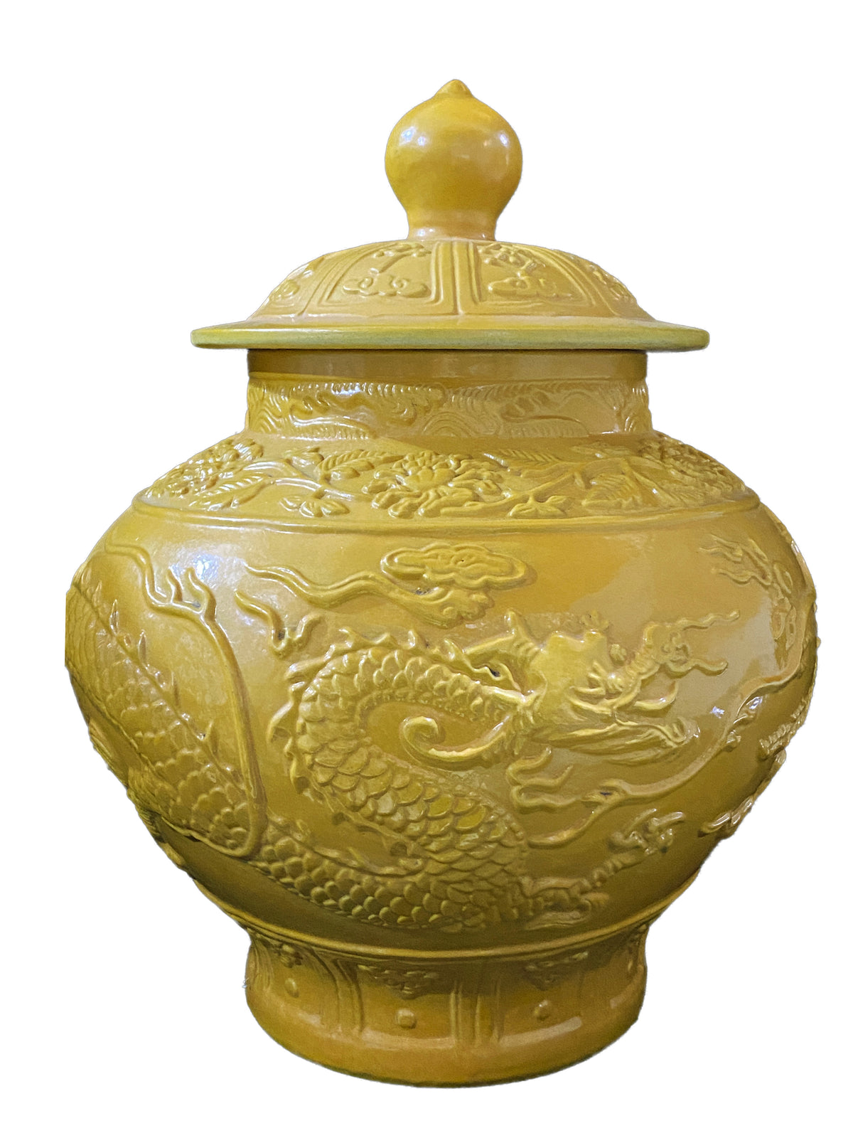 #3703 Famille Jaune Imperial Yellow Dragon Ginger Jar 17.5"