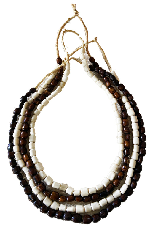 #1853 Set/ 4 African Bone Trading Beads 24" L
