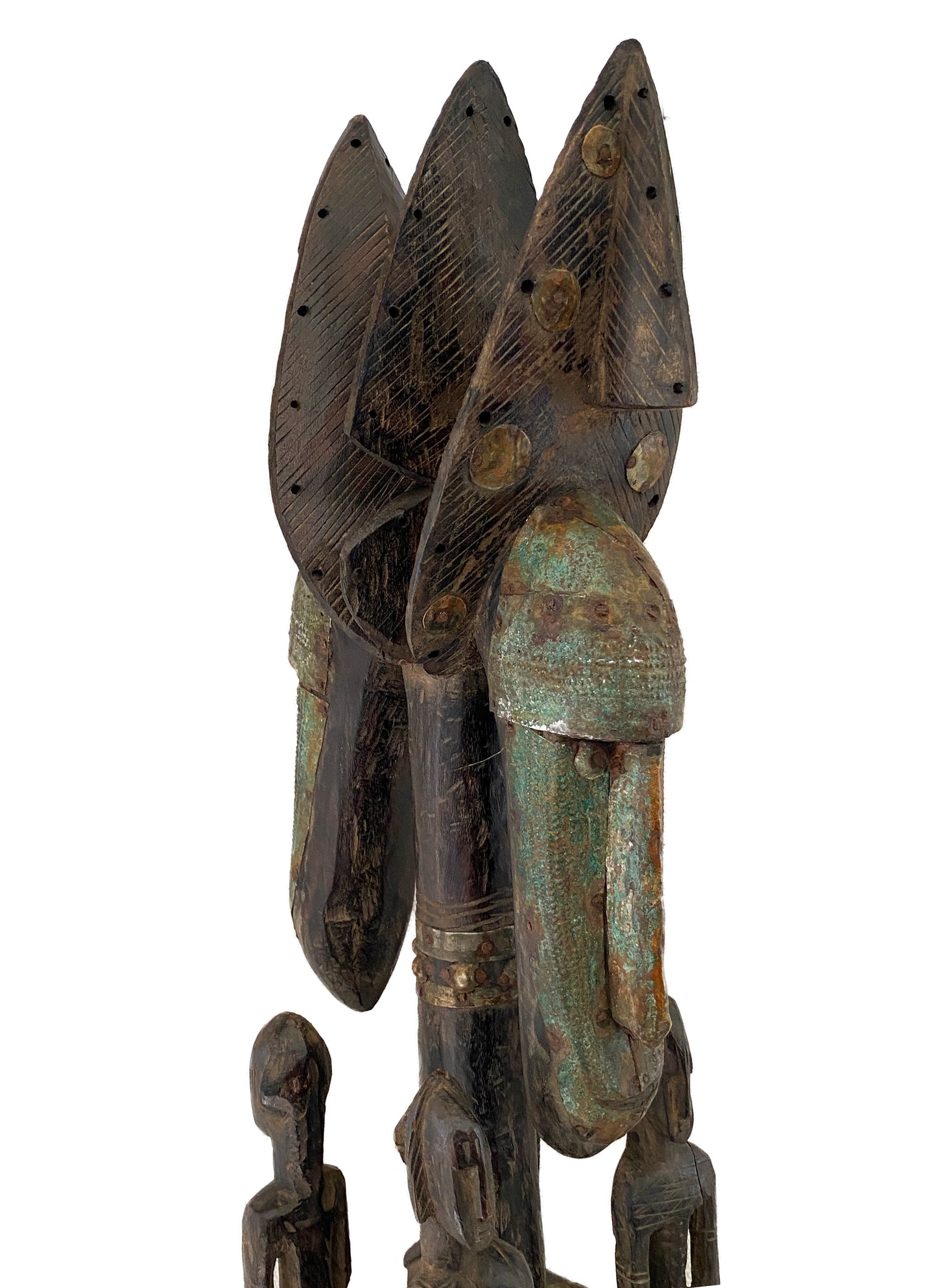 #3764 Rare Old Carved Wood Dogon /Marka tribe Figural Tellem Sculpture 35.5" H