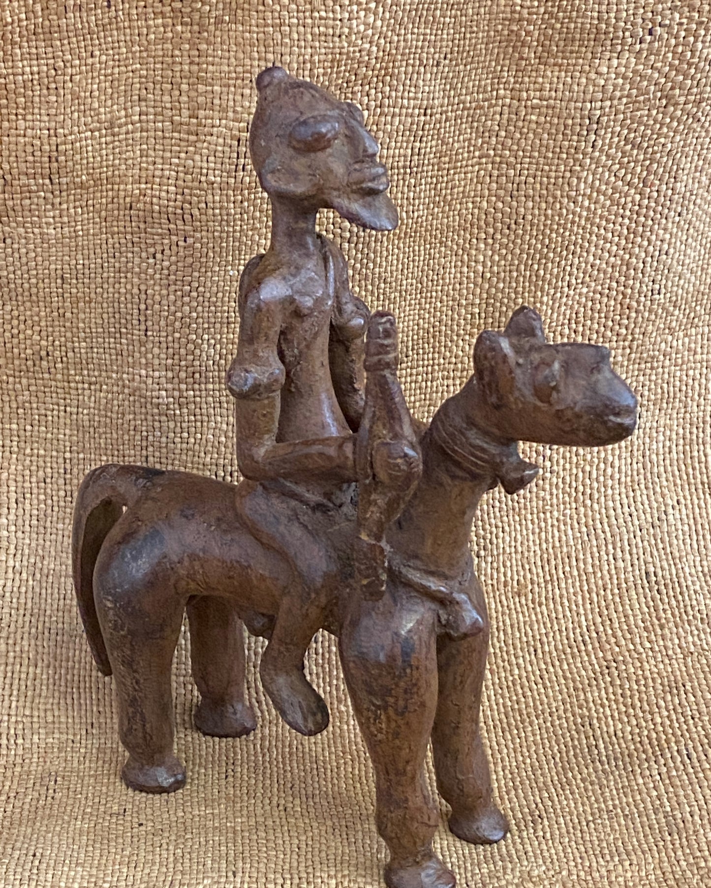 # 3710  Superb African Dogon Bronze Horseman 6.75" H