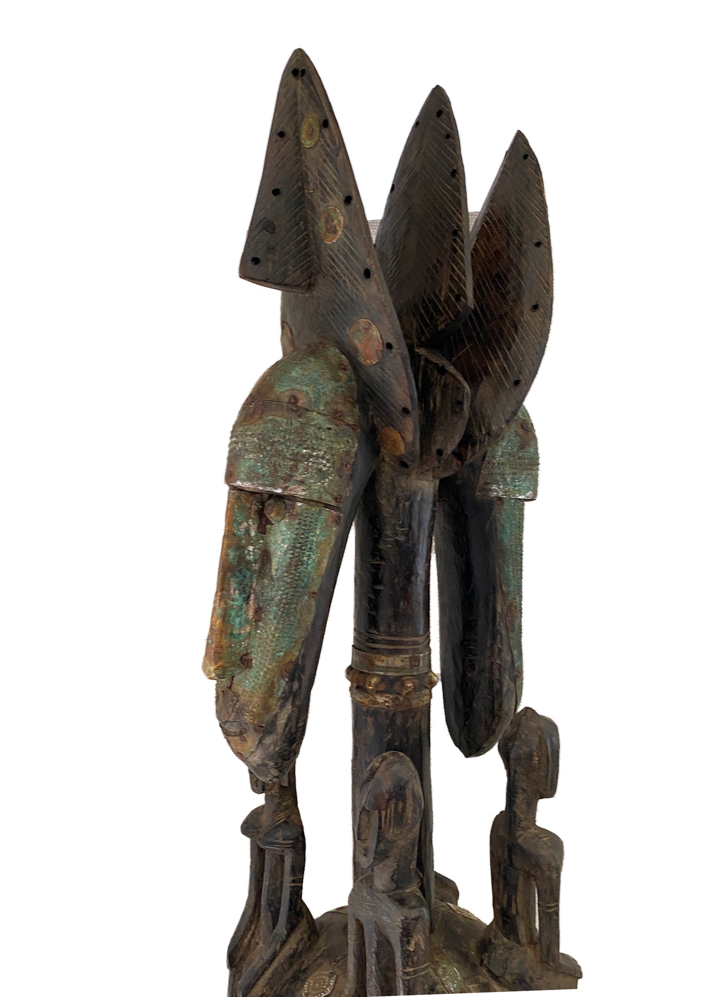 #3764 Rare Old Carved Wood Dogon /Marka tribe Figural Tellem Sculpture 35.5" H