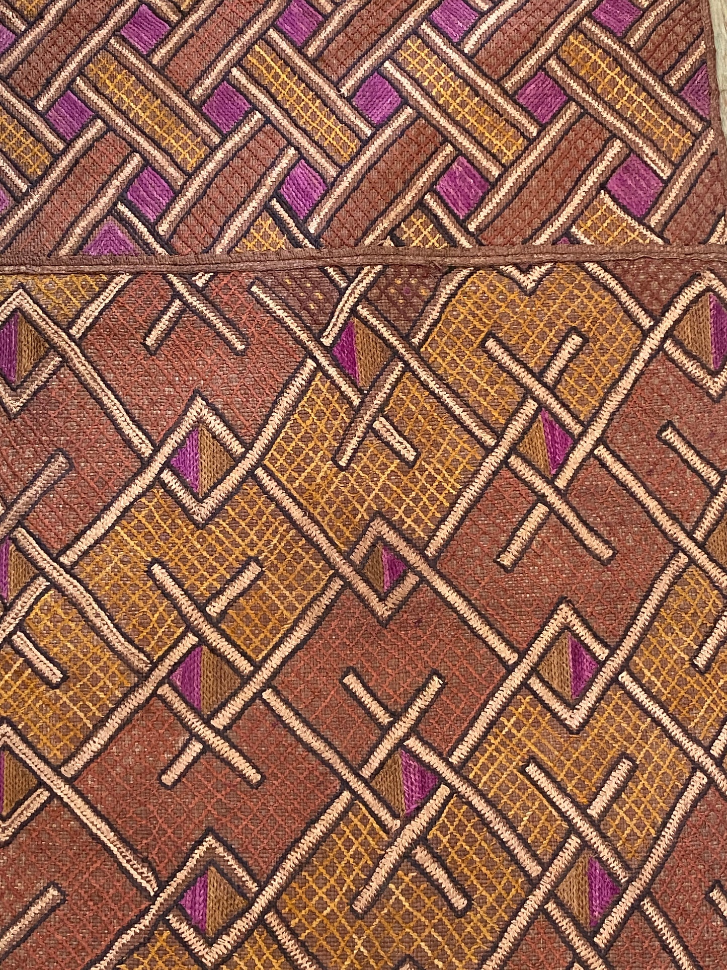 #3674 Lg Kuba Kasai Velvet Raffia Textile Zaire 49.5"