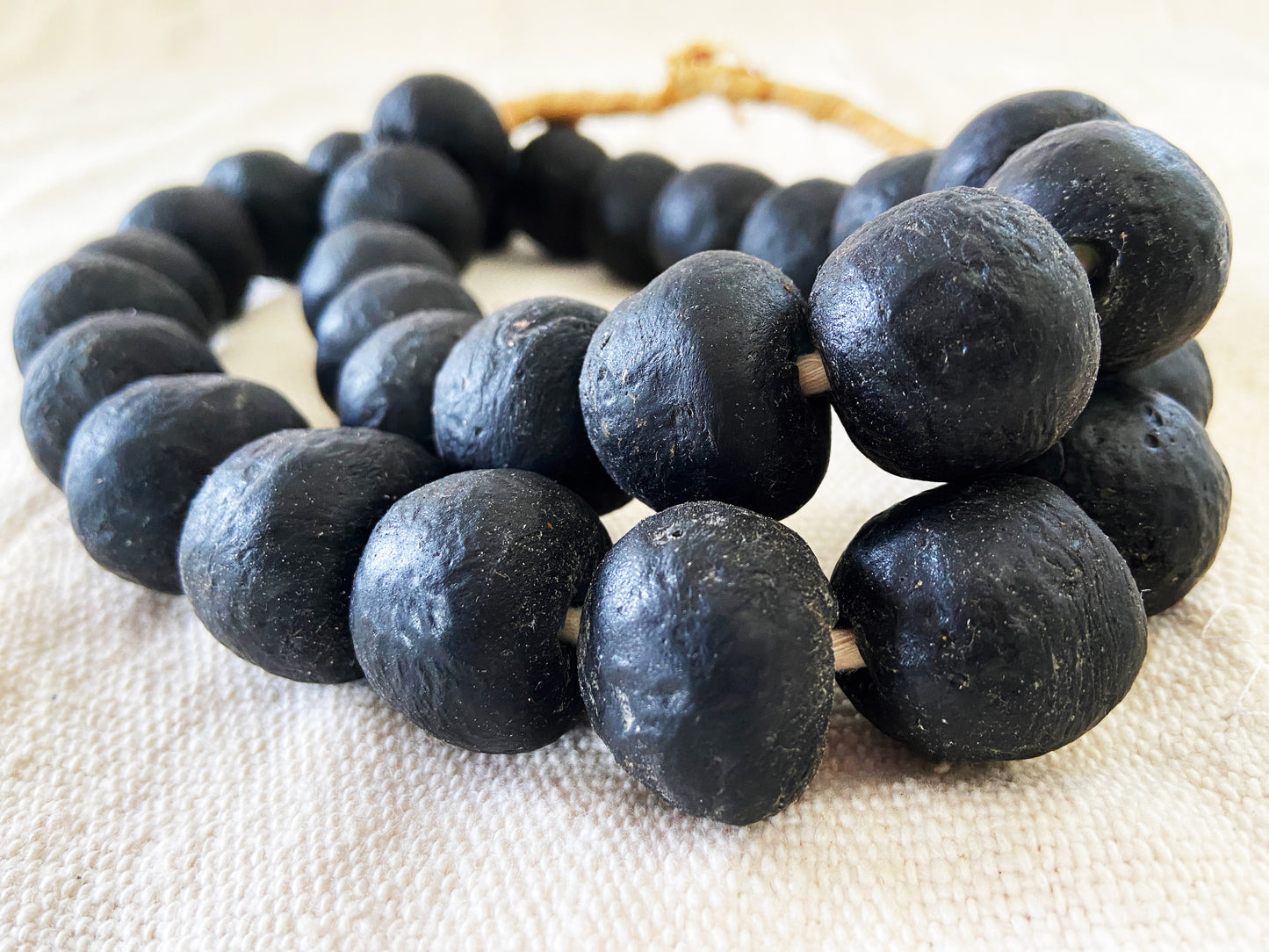 #1850 African Jumbo GlassTrading Beads Necklace 28" H