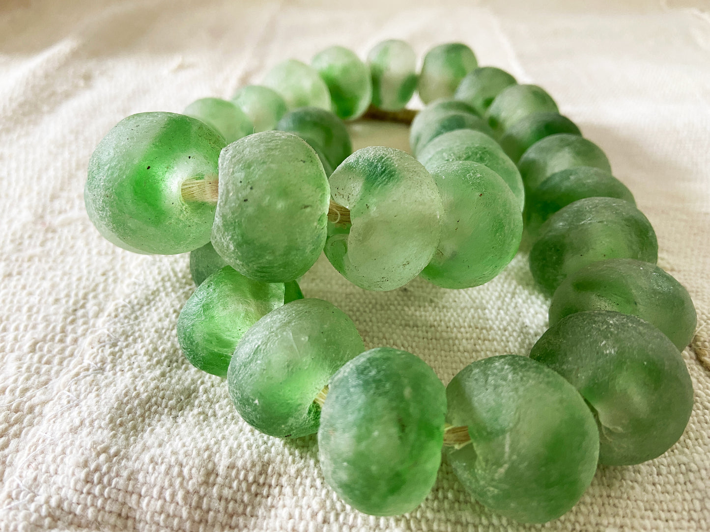 #1849 African Jumbo GlassTrading Beads Necklace 28" H