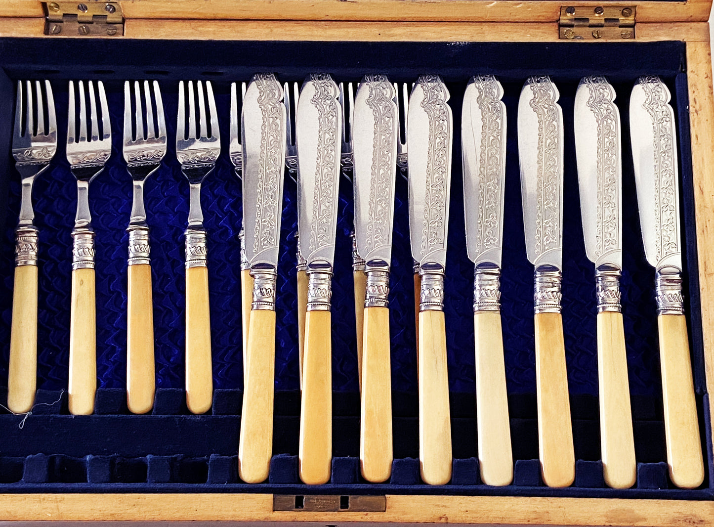 #3603 English Sheffield Engraved Fish Flatware Set for 8