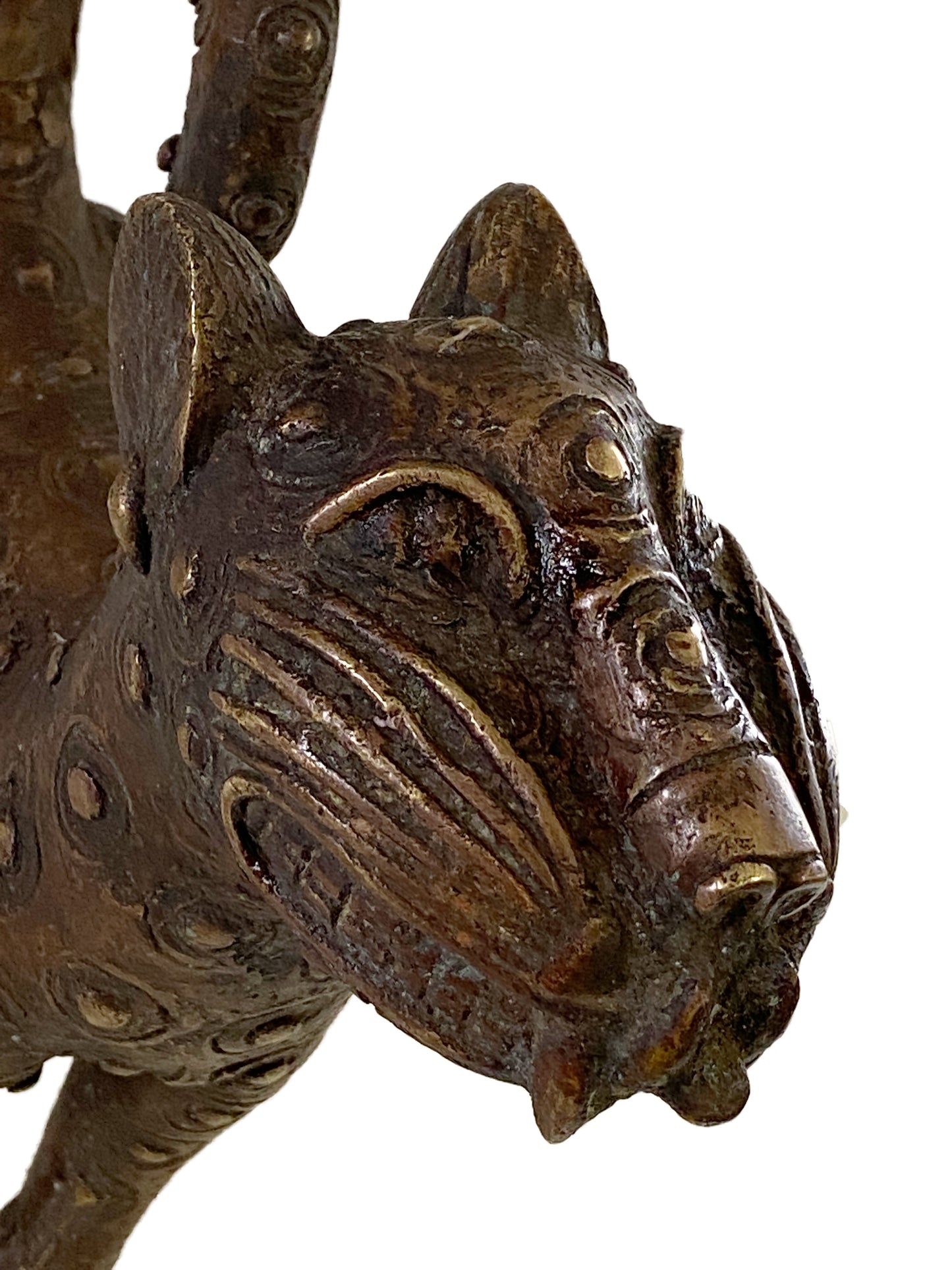 #3317 Superb Benin  Leopard Bronze Nigeria African 12" H