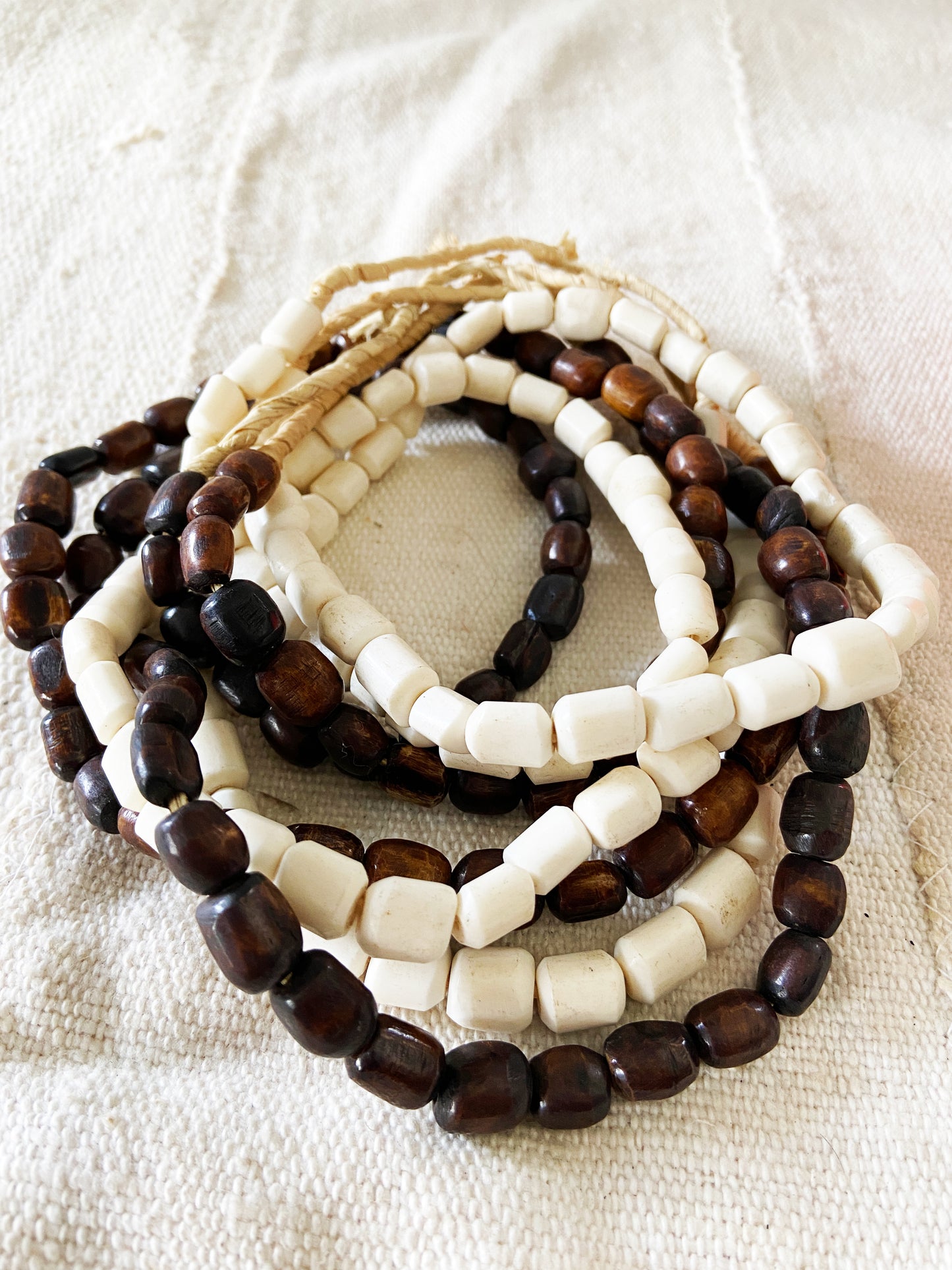 #1853 Set/ 4 African Bone Trading Beads 24" L