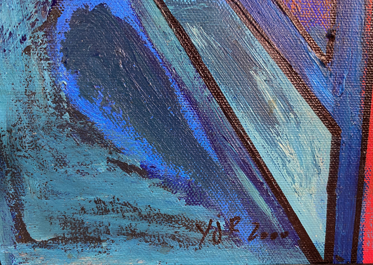 #4384 Abstract Acrylic on Canvas Moroccan Night Market Painting Framed 28"x 22"