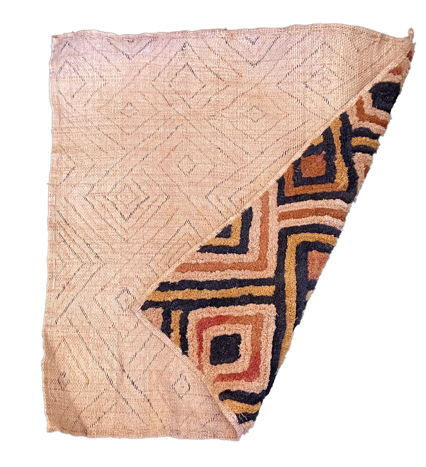#2040 Superb African Kuba Kasai Velvet Raffia Textile Zaire 26 "by 23"