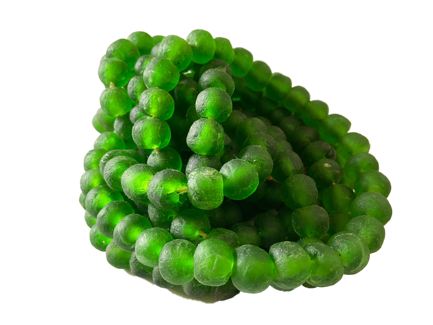 #2288 African Emerald Color Glass Trading Beads String