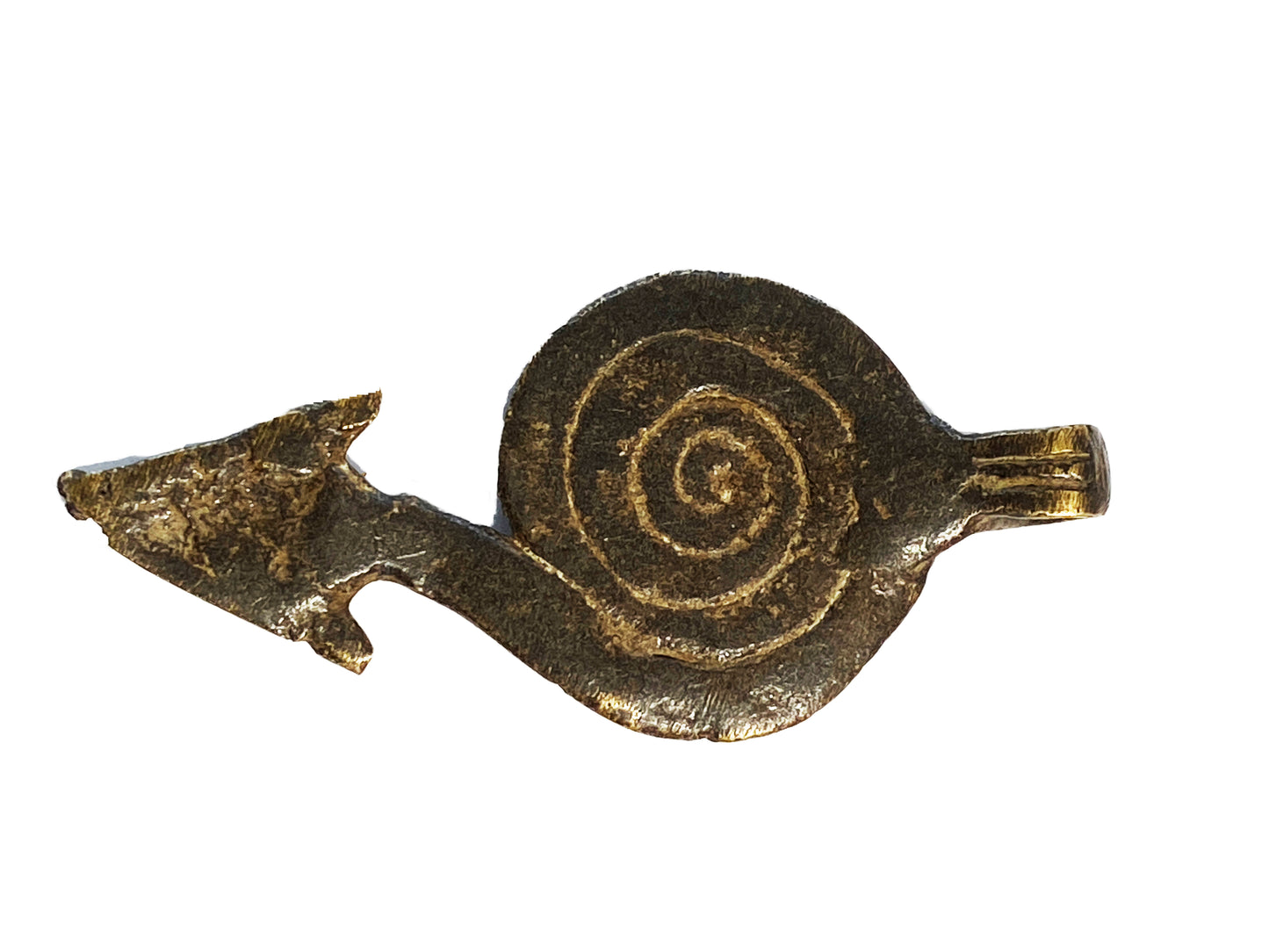 #4160 Superb Gan Bronze Amulet Pendant of Ornate Serpent Burkina Faso 3" H