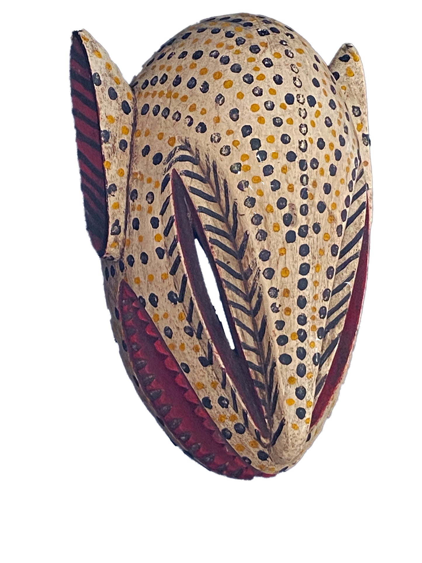 #3429 African Lg Old Colorful Leopard Mask Bozo Bamana 15" H