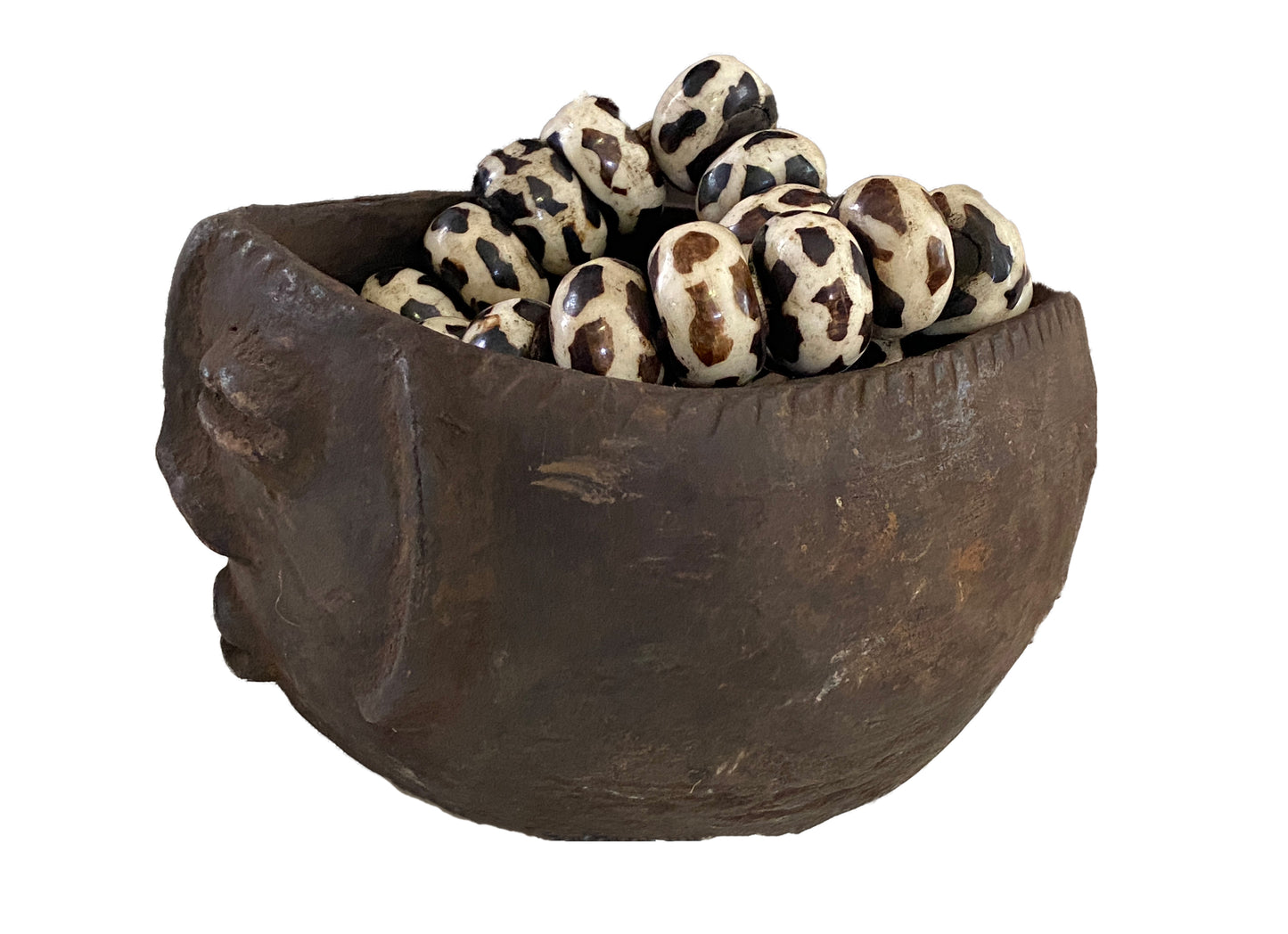 #3745 African Kuba Wooden Cup Figural Head Congo