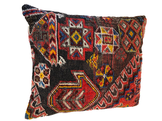 #4418 Stunning Rare large 19th c Tribal Kashqai Rug fragment Pillow 17" w
