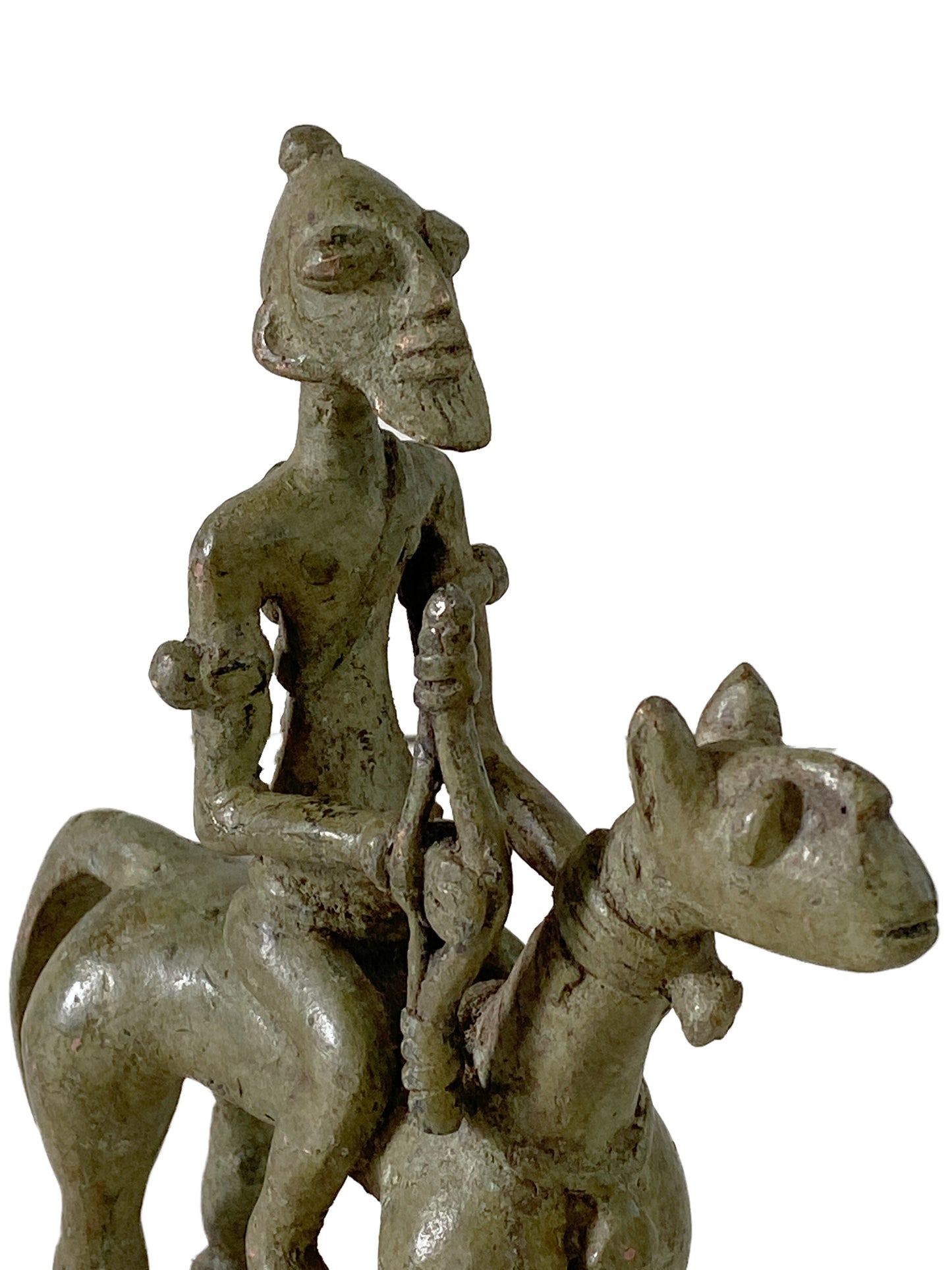 # 3408  Superb African Dogon Bronze Horseman 7" h