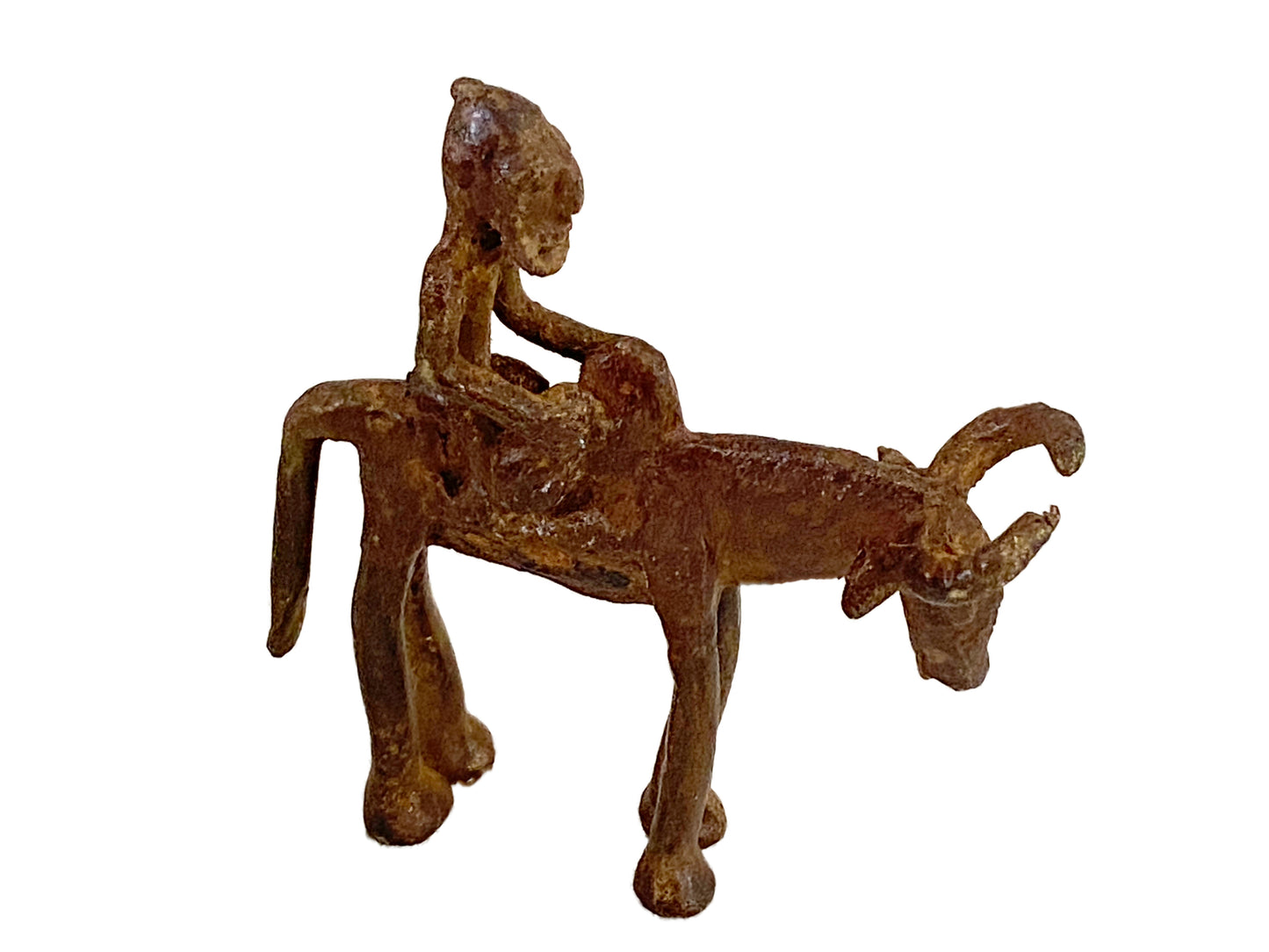 # 3566  Superb African Dogon Bronze Horseman 5" H