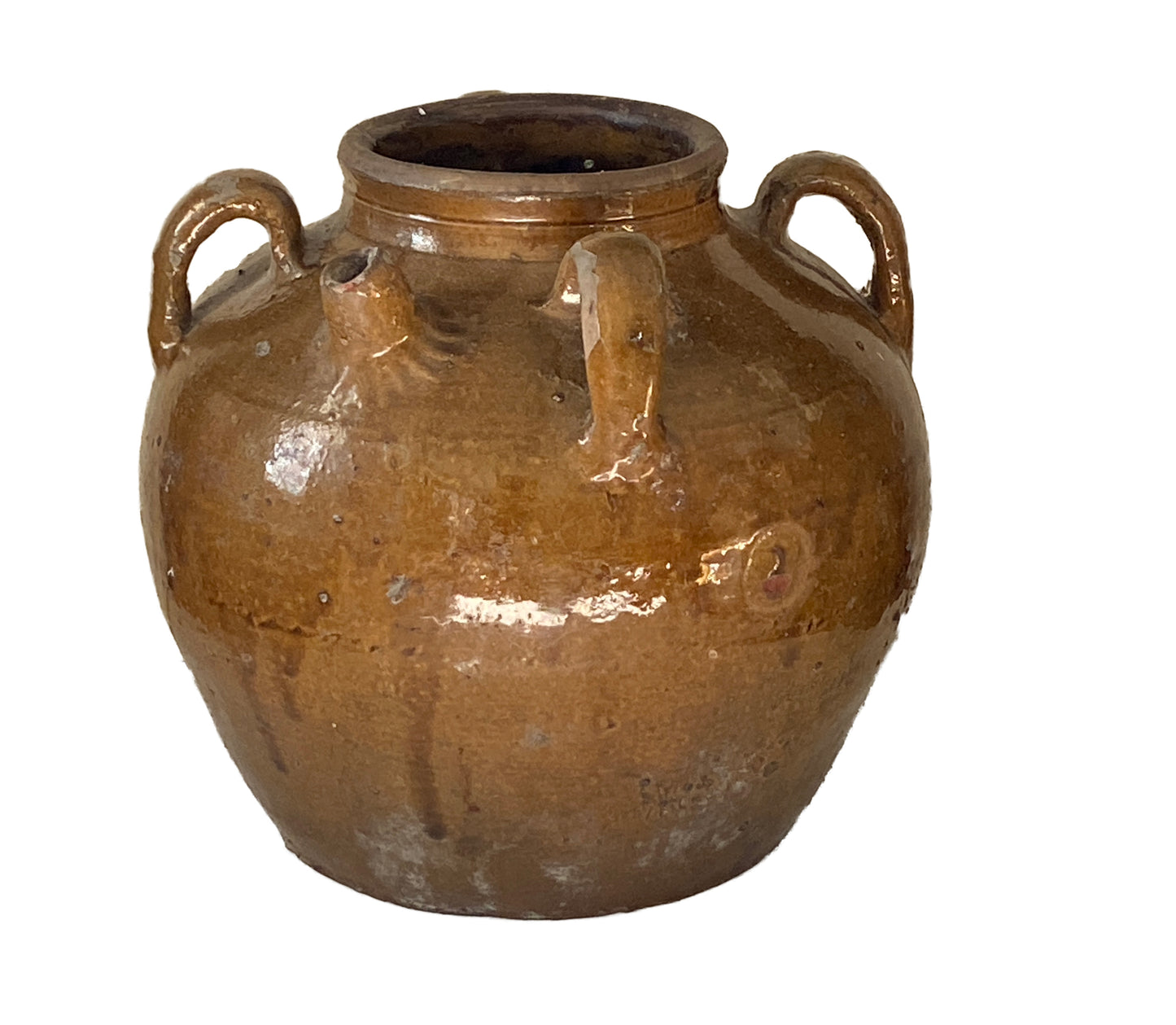 #3453 Old Asian Earthenware Pottery Storage Jar