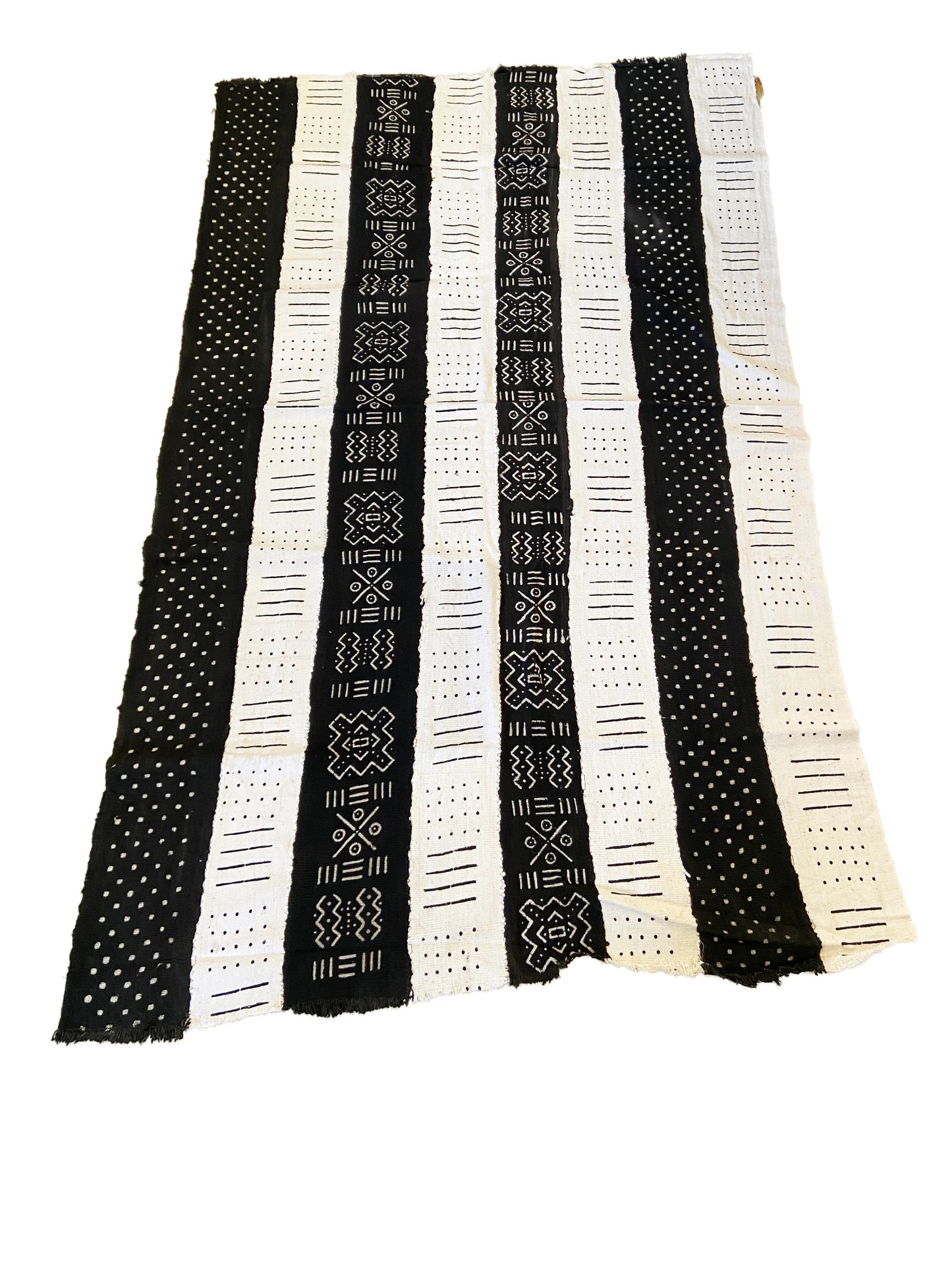 African Bogolan Black & White Mud Cloth Textile # 3079