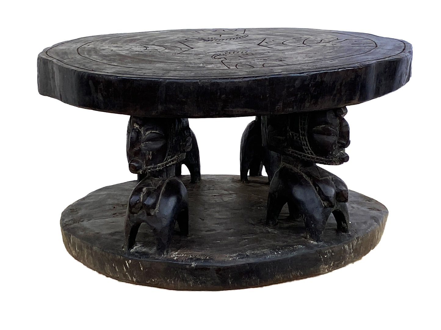 #4215 Superb Rare Old African Carved wood Baga Stool/Table Guinea 24" D