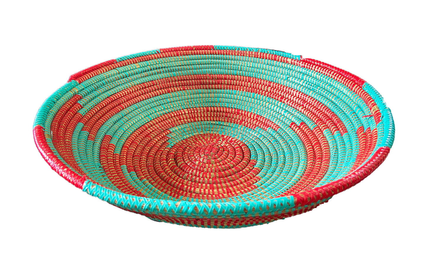 #3546 Lg Handmade Woven Wolof Basket From Senegal 18" in D