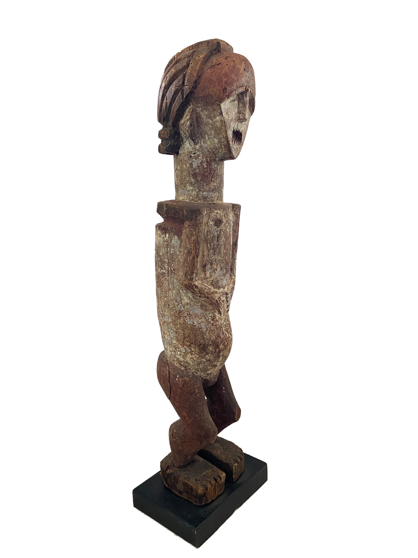 #8182 Rare African ambete reliquary Statue  Gabon on a custom wood stand 30.5" h