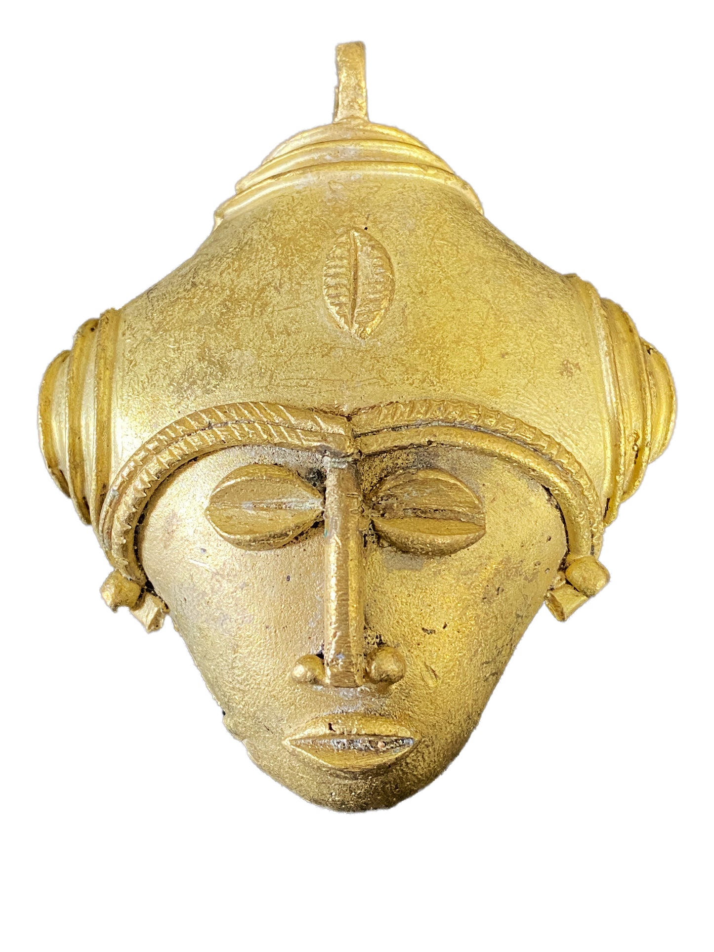 #4335 African Baule Gold Weight Passport/Pendant Bronze Mask 3.5" h