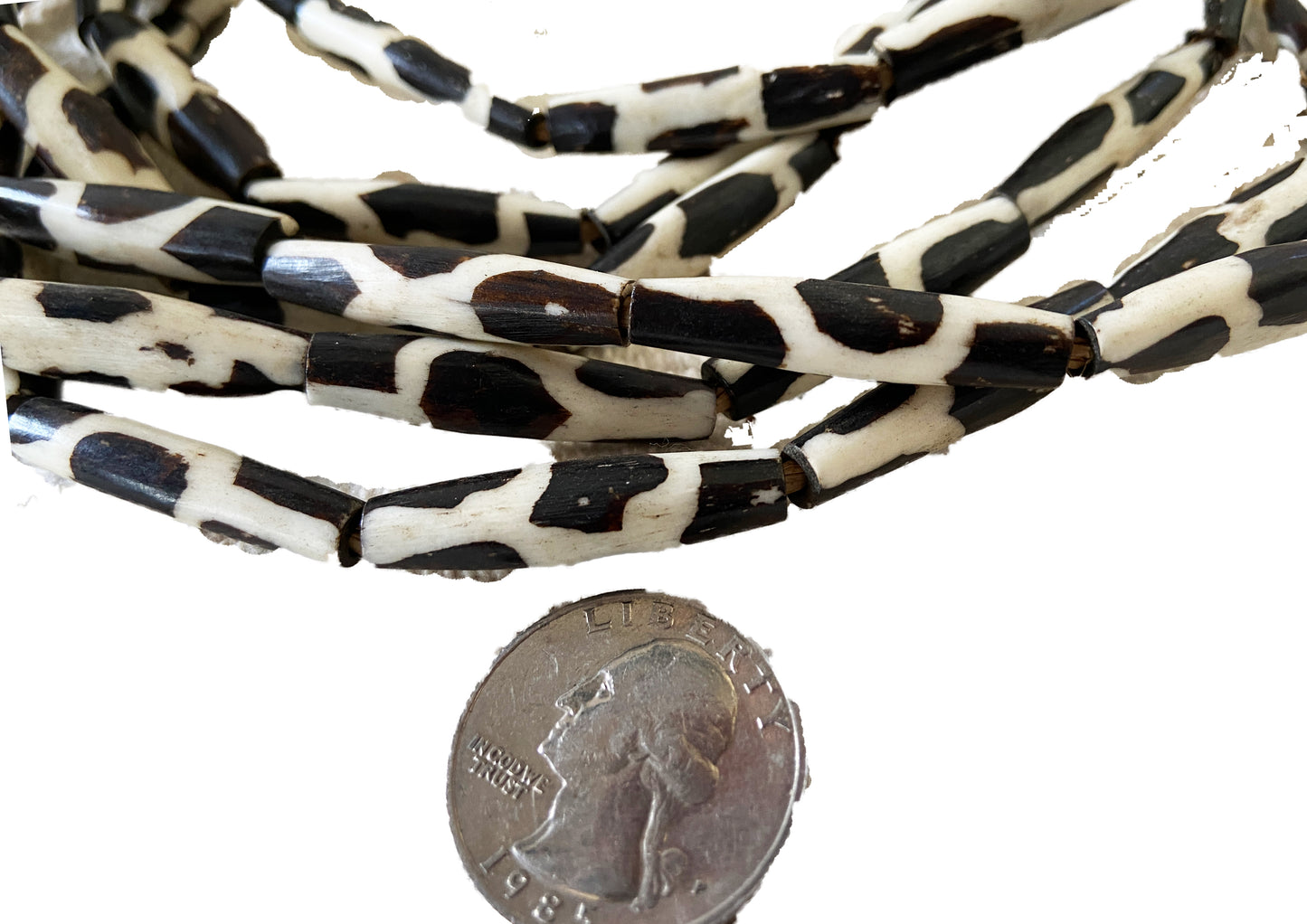 #1852 Set/3 African Bone Trading Beads 30" L