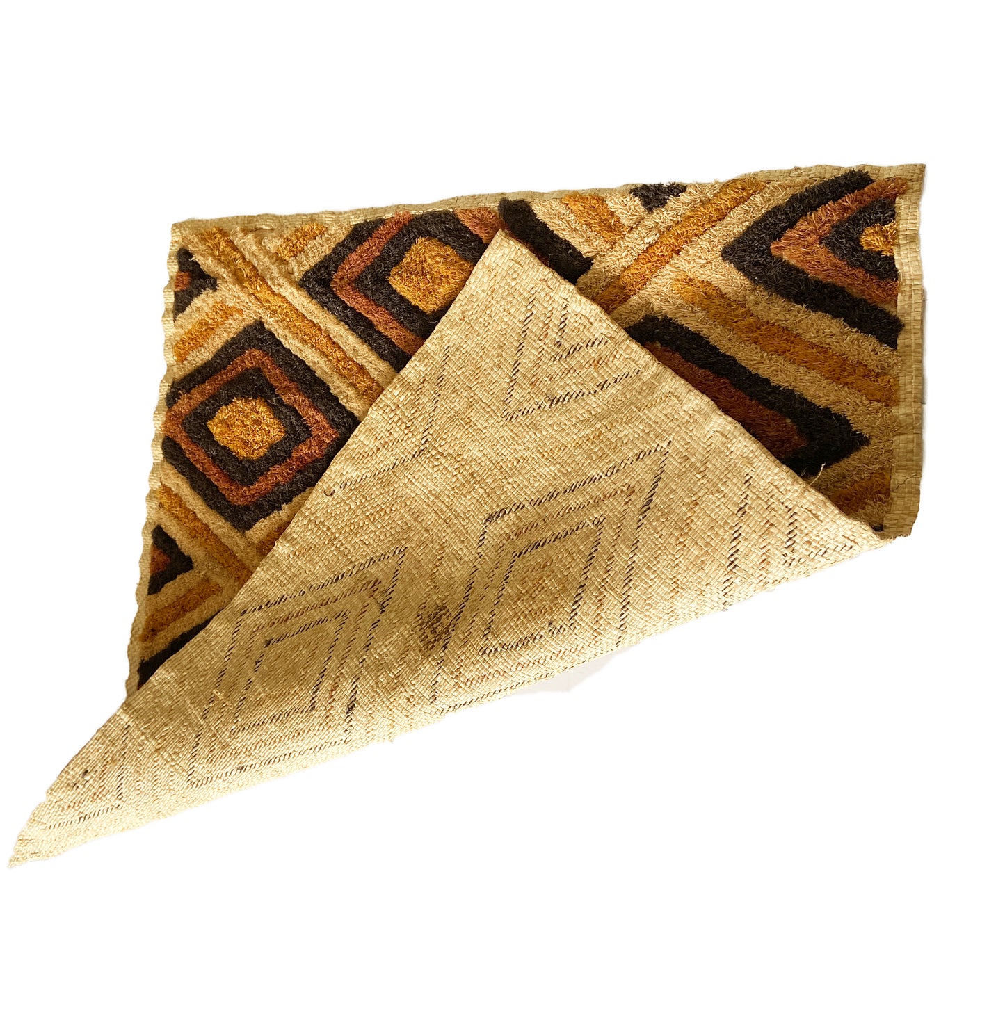 #2101 African Kuba Kasai Velvet Raffia Textile Zaire 22.25 "by 23"