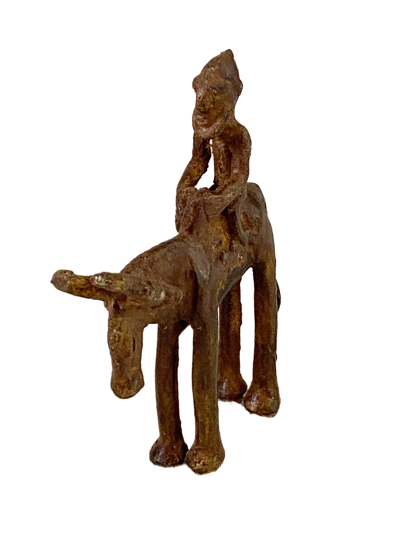 # 3566  Superb African Dogon Bronze Horseman 5" H