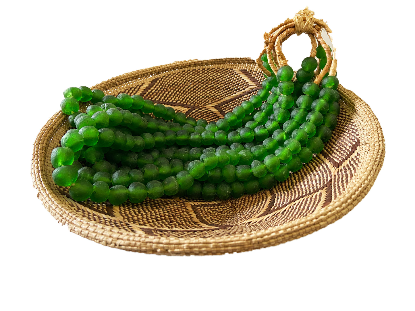 #2289 African Emerald Glass Trade Beads S/6