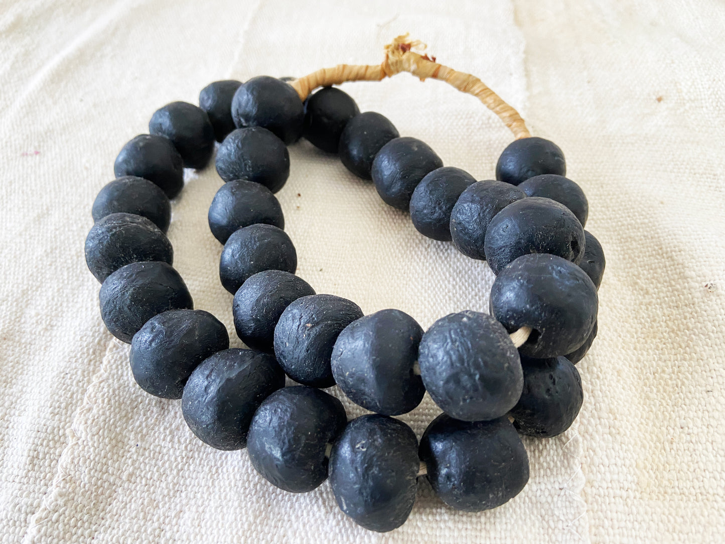 #1850 African Jumbo GlassTrading Beads Necklace 28" H