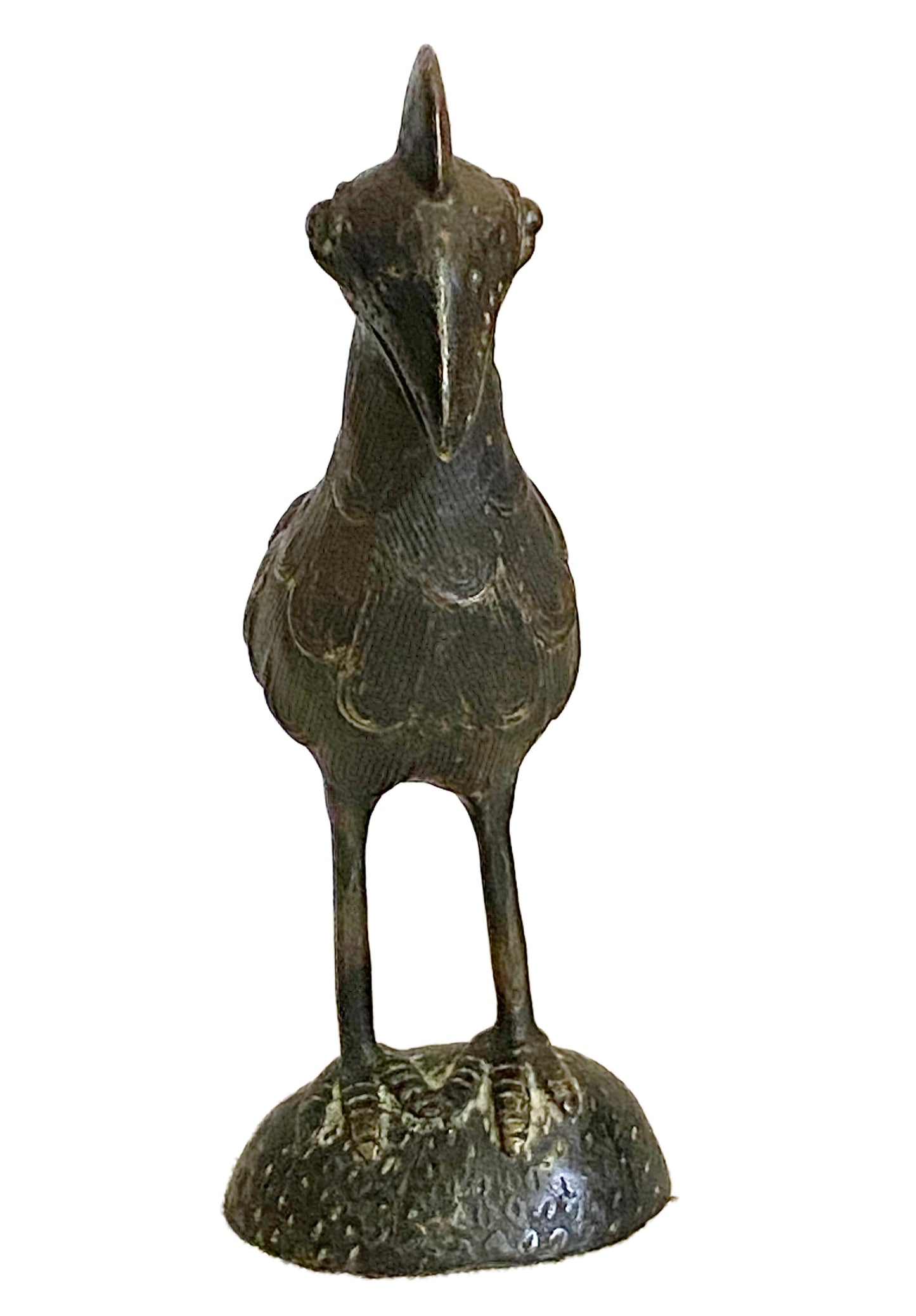 #3370 African Tribal Benin Bronze Rooster Nigeria 10.5" H