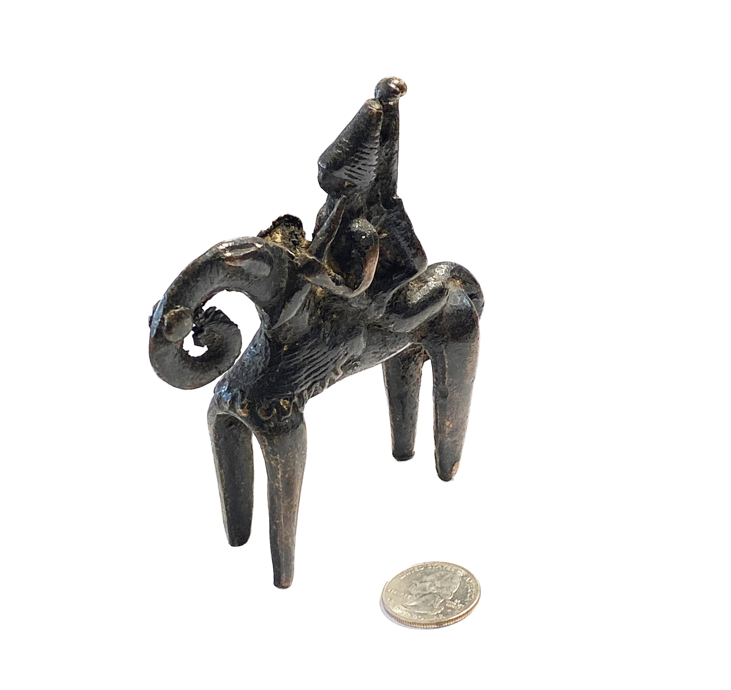 #4158B African Dogon Bronze Horseman W/Companion Mali