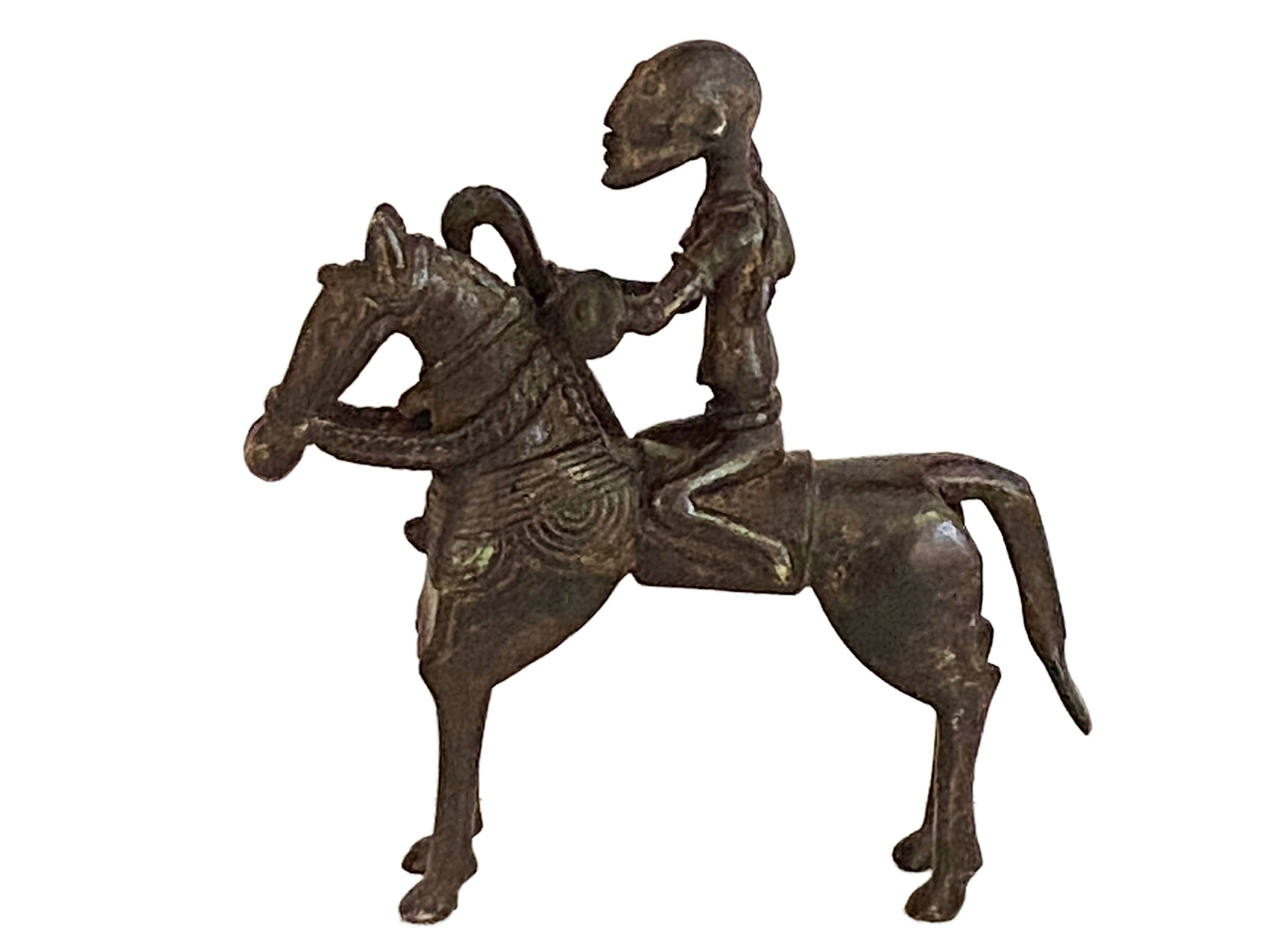 # 3432/35  Superb African Dogon Bronze Horseman