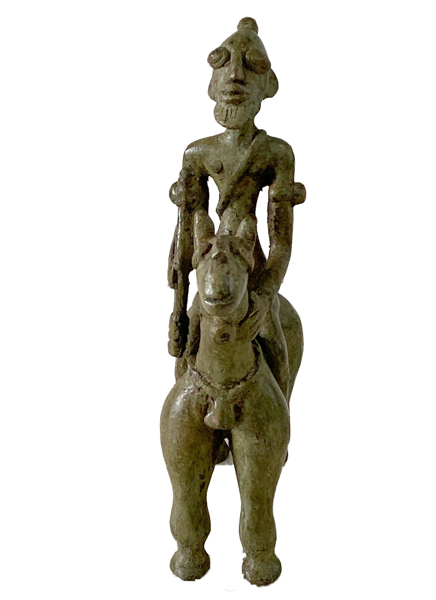 # 3408  Superb African Dogon Bronze Horseman 7" h