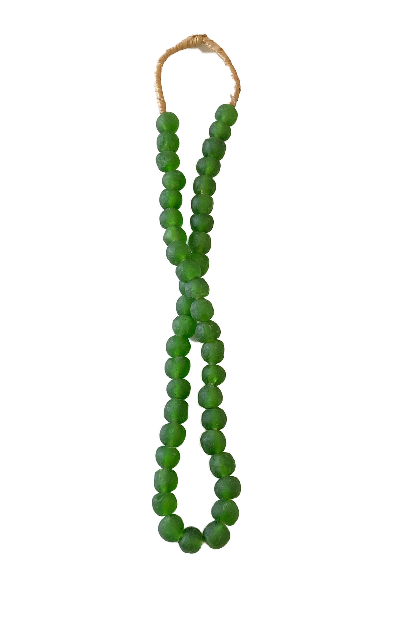 #2288 African Emerald Color Glass Trading Beads String