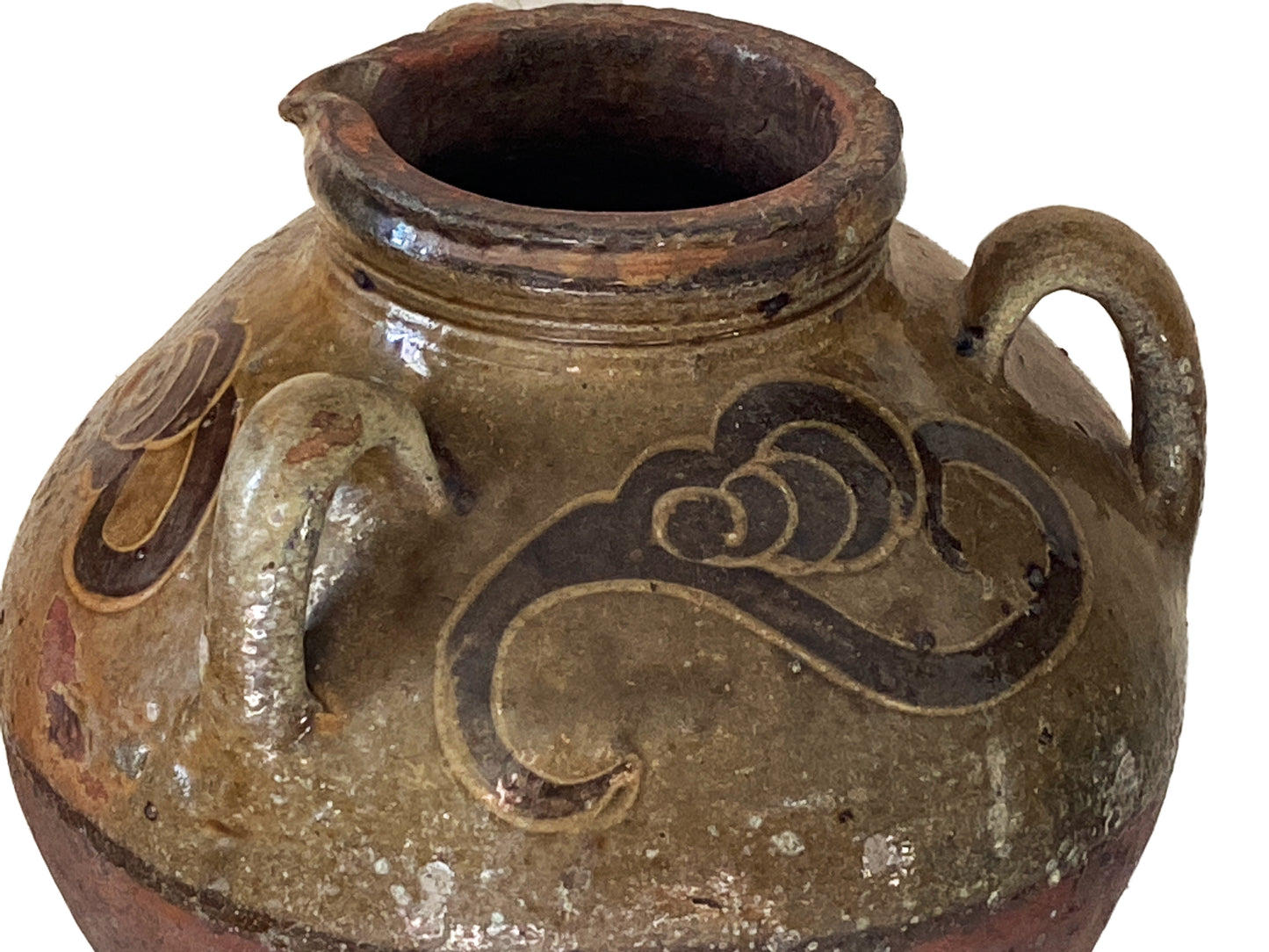 #3455 Old Asian Earthenware Pottery Storage Jar