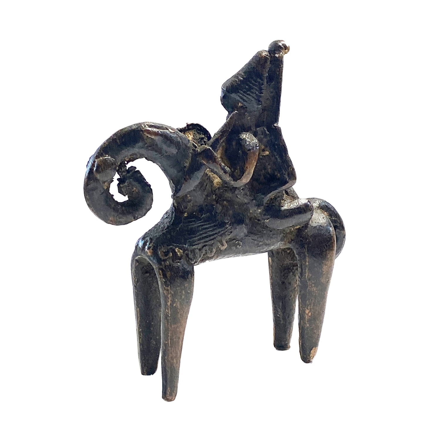 #4158B African Dogon Bronze Horseman W/Companion Mali