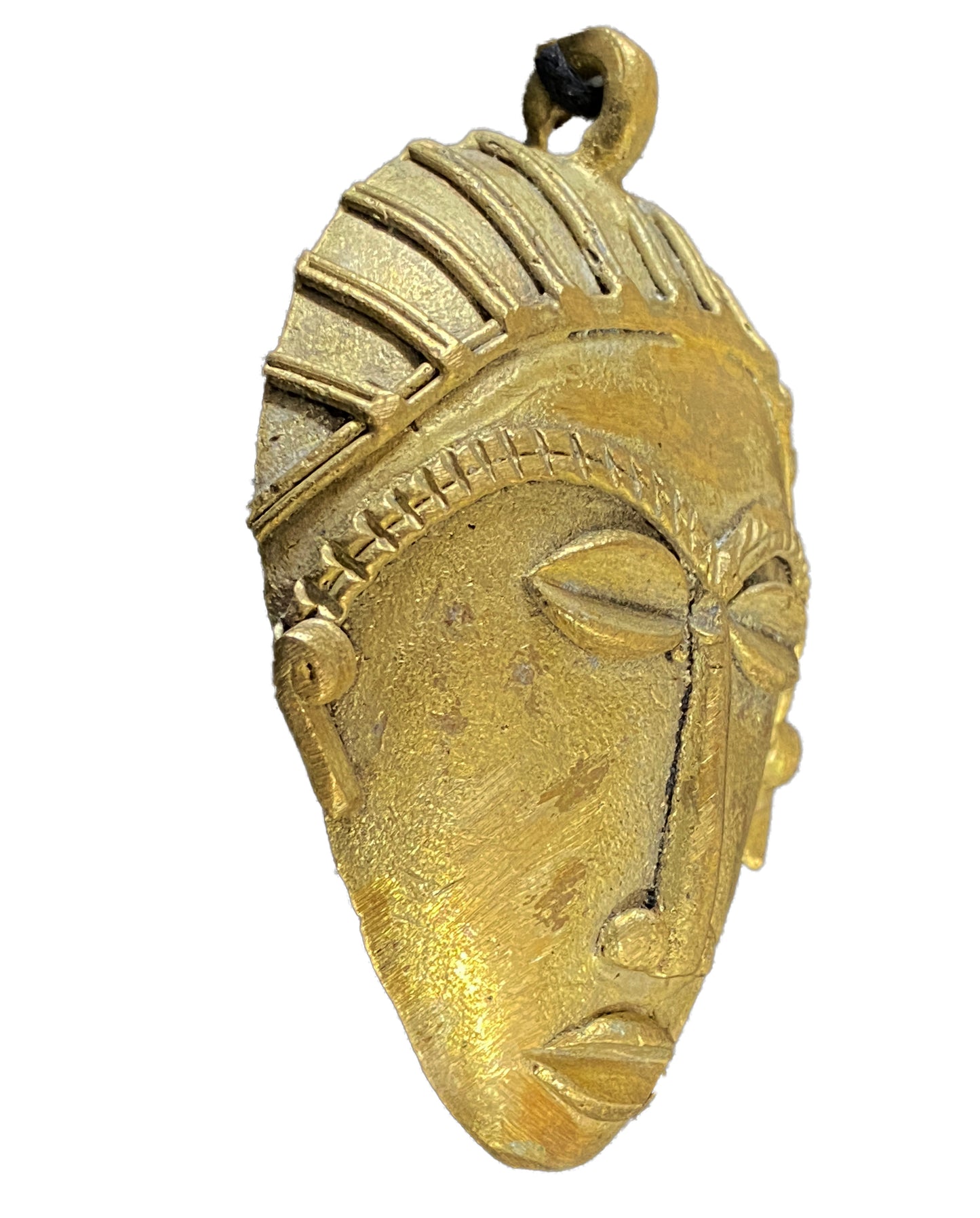 #4336 African Baule Gold Weight Passport/Pendant Bronze Mask 3.25" h