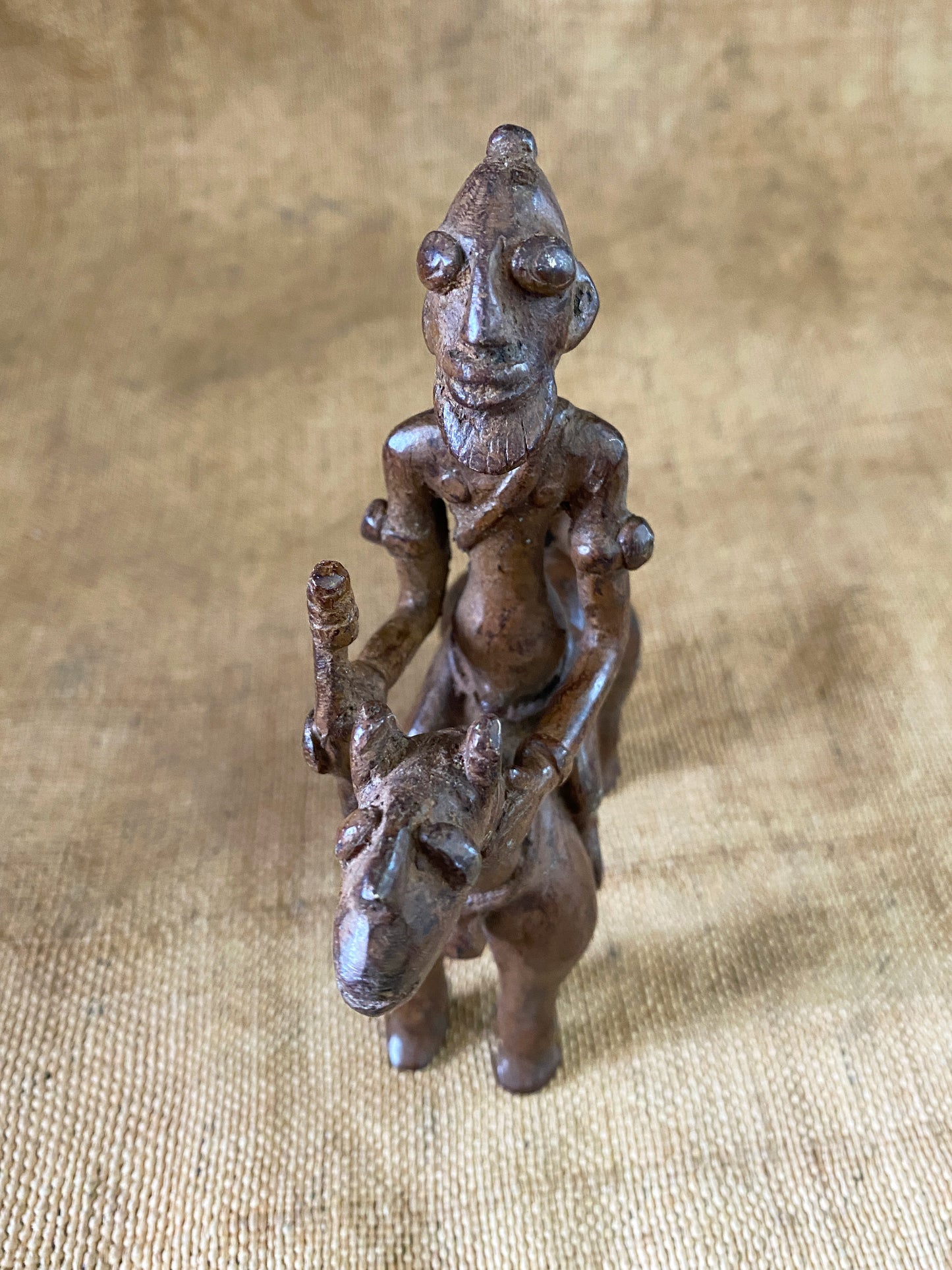 # 3710  Superb African Dogon Bronze Horseman 6.75" H