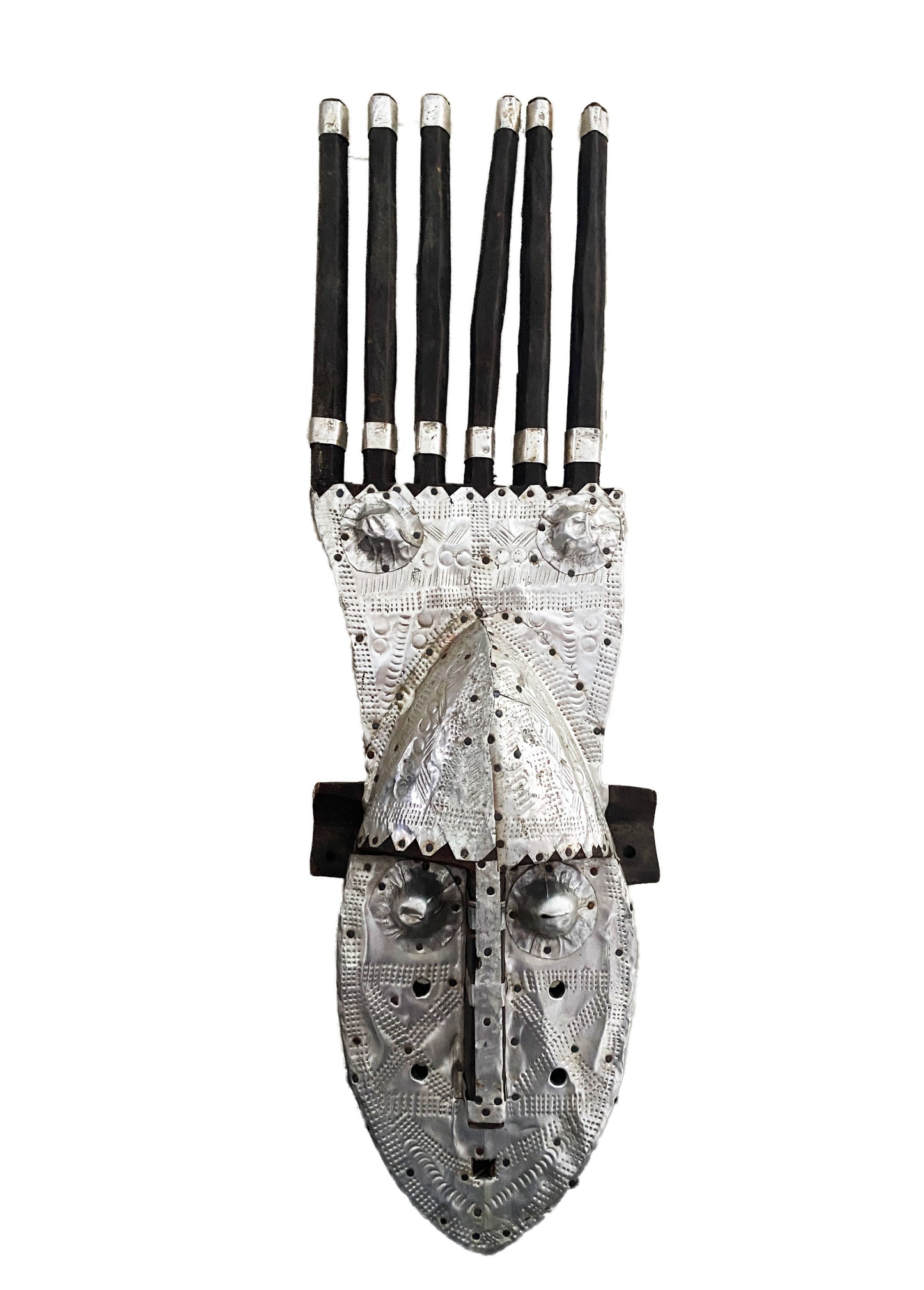 African Bamana Ntomo Mask w/ Aluminum 24.75" H #3060