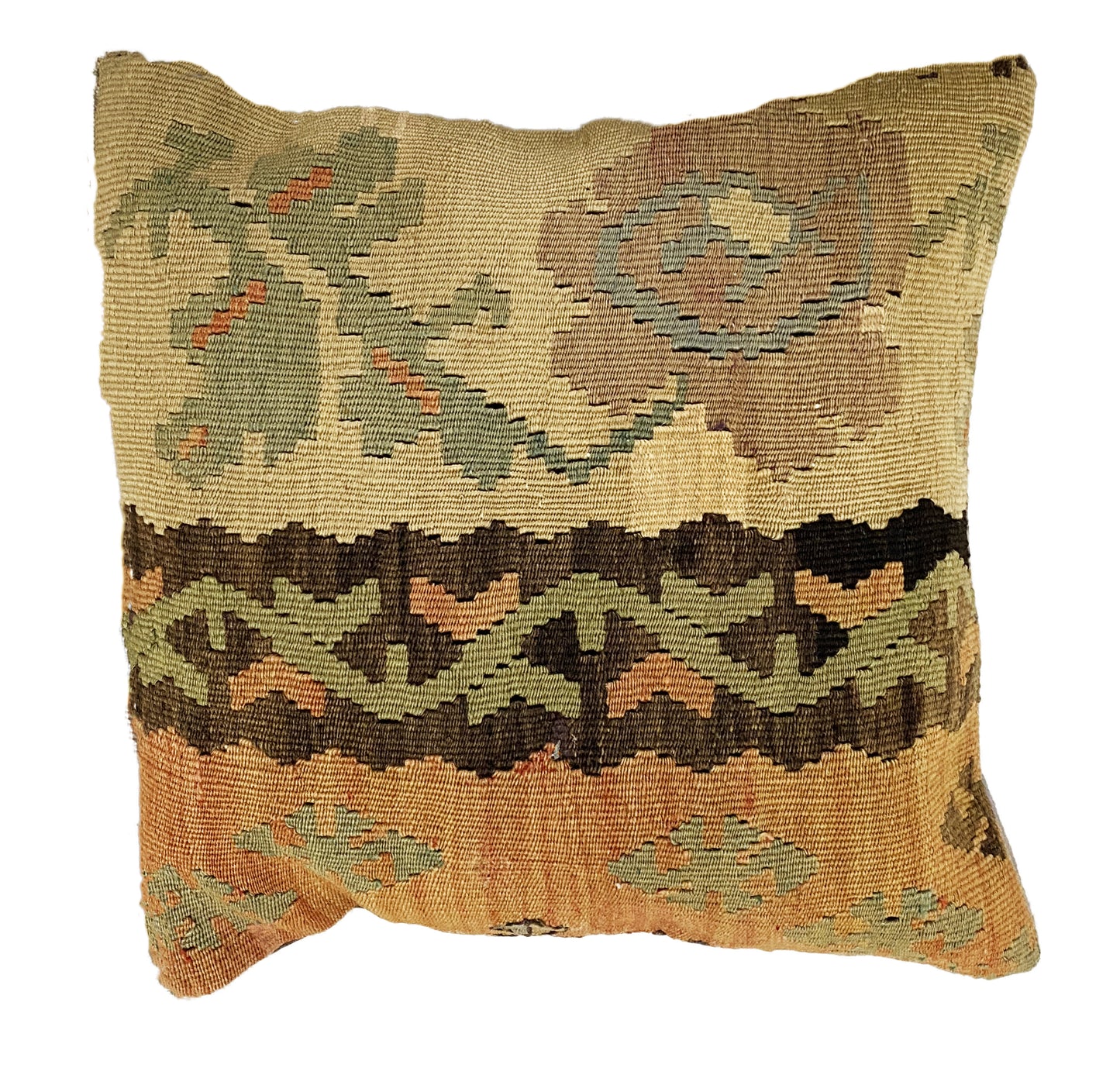 #4196 Superb Old Tribal Konya Kilim Pillow Cover 16 by 16"