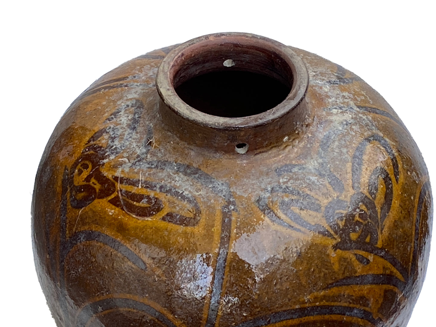 #3512 Old Asian Earthenware Pottery Storage Jar 20" h