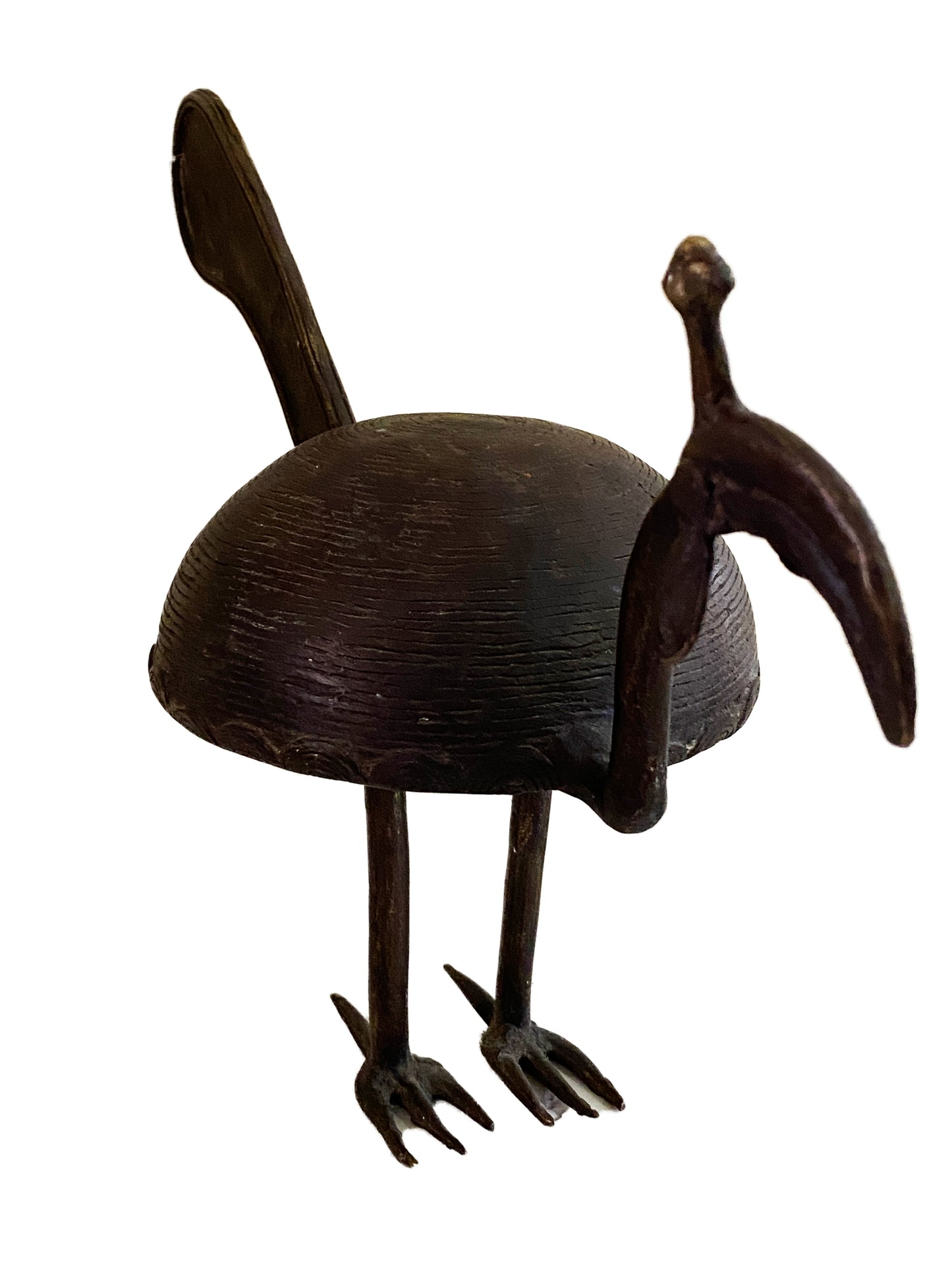 #3677 Lg Bronze Ahanti Bird Sculpture Ghana