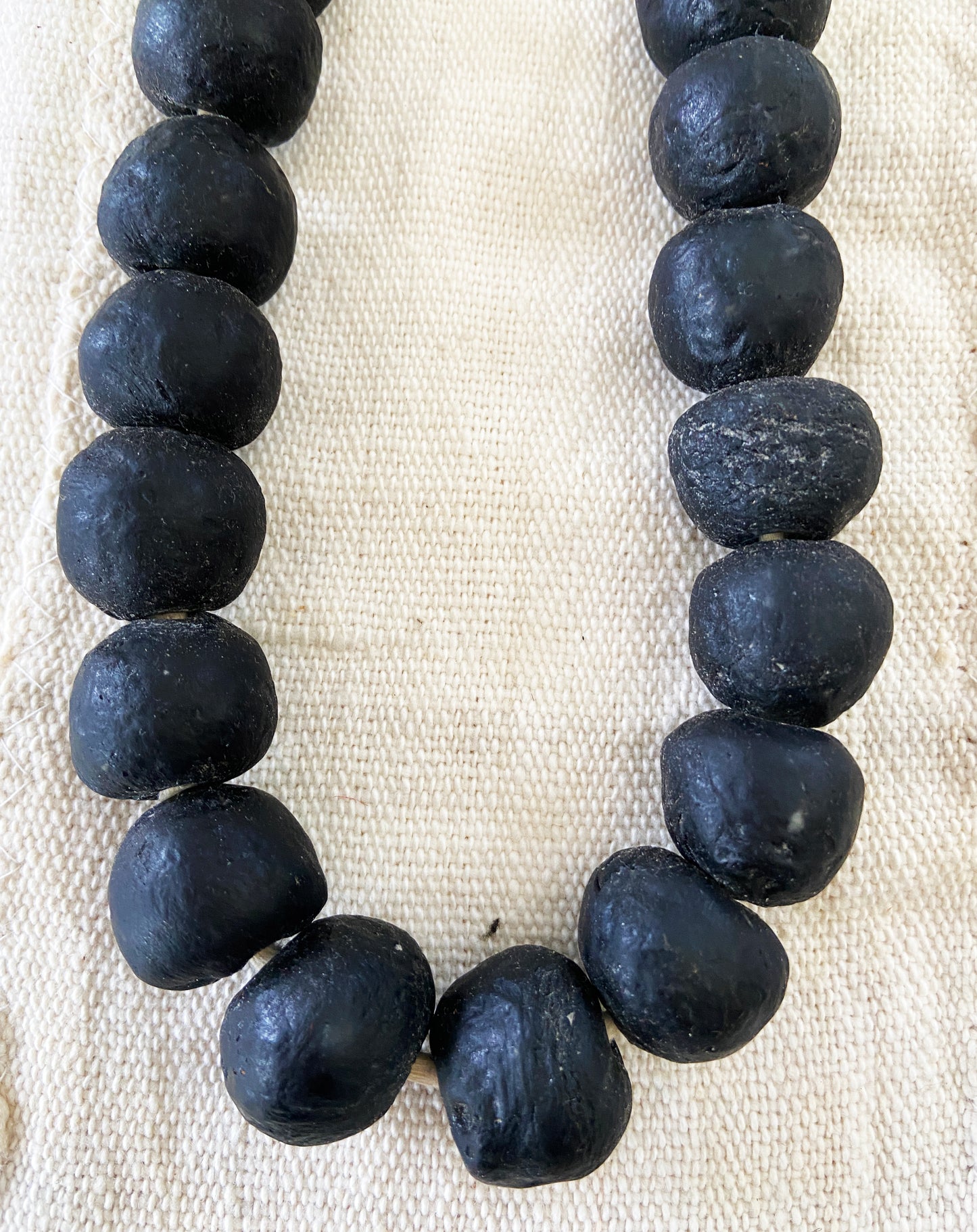 #1850 African Jumbo GlassTrading Beads Necklace 28" H